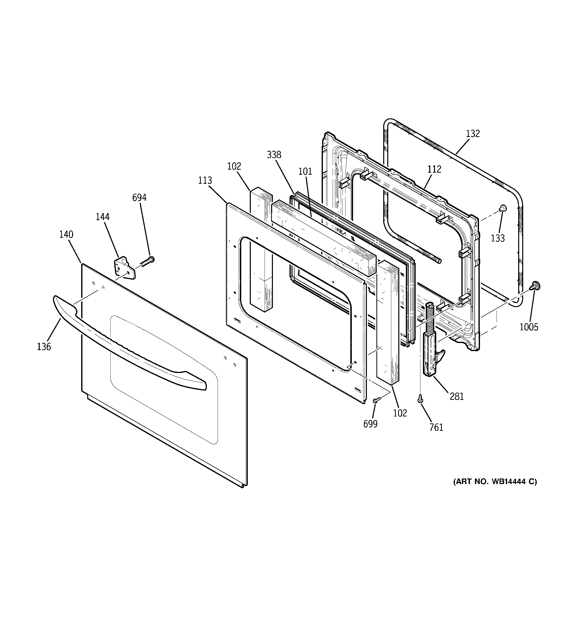 GE JTP70CM1CC door diagram