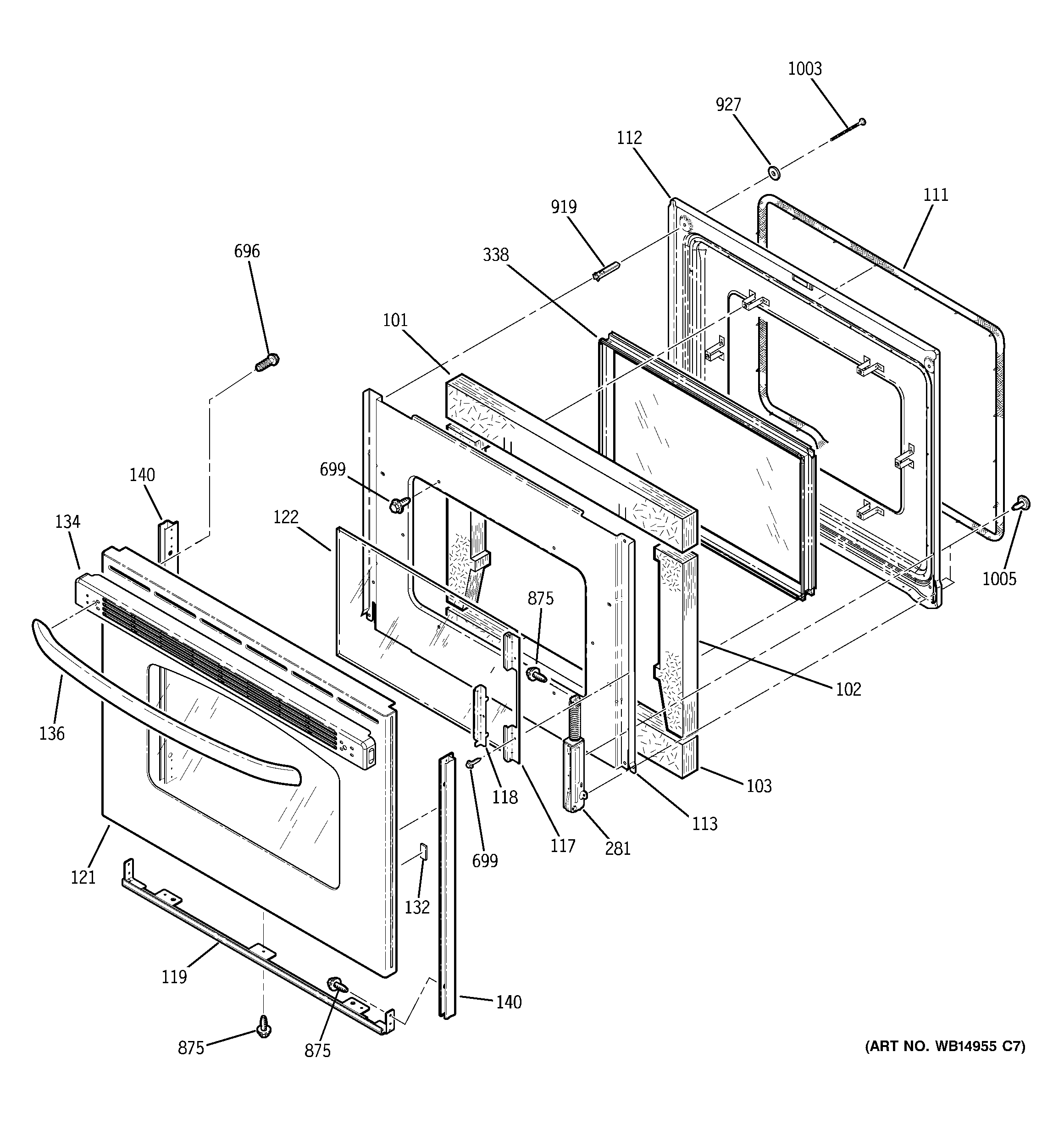 GE JBP72SM4SS door diagram