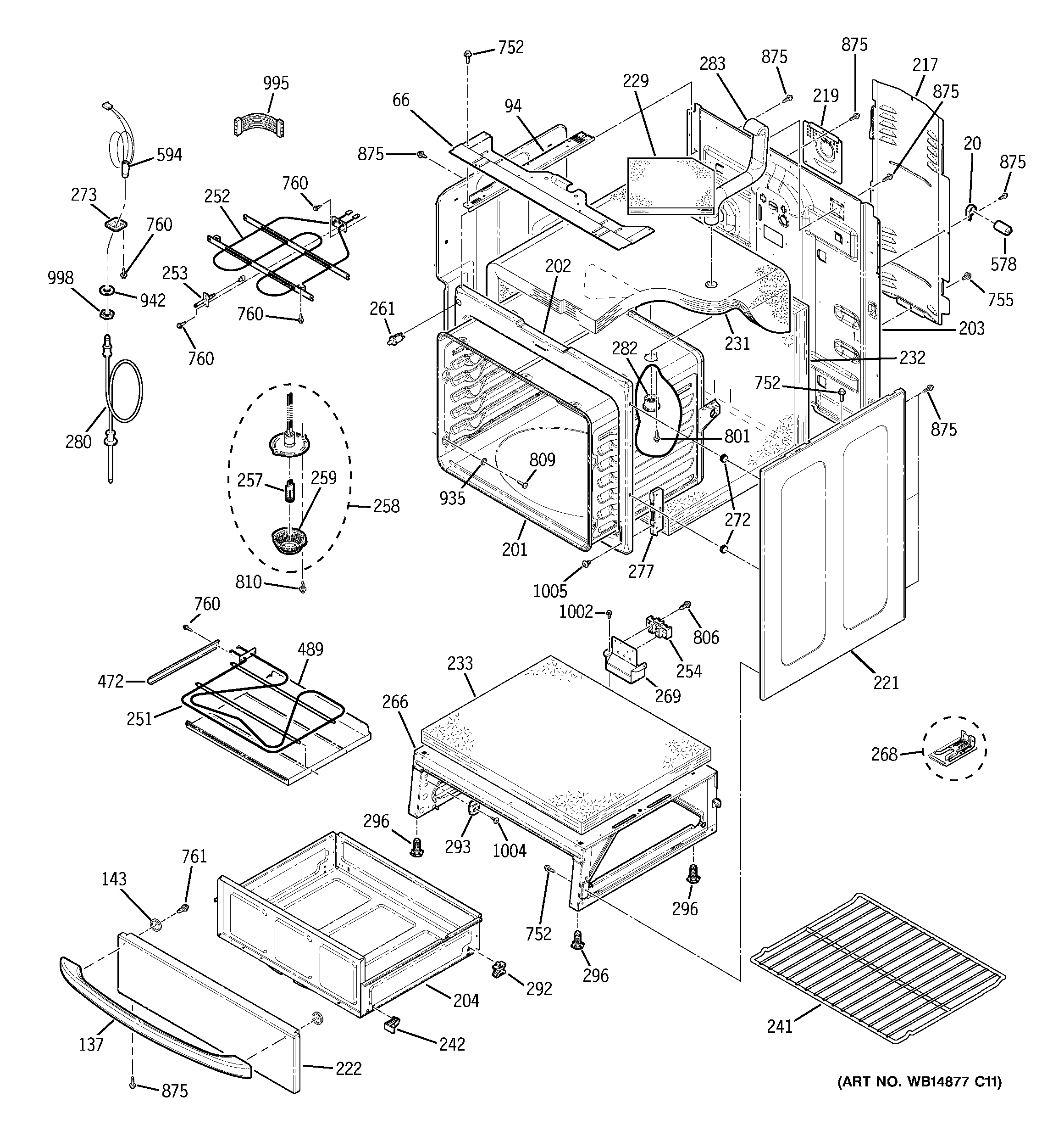 GE PB909DP4BB body parts diagram