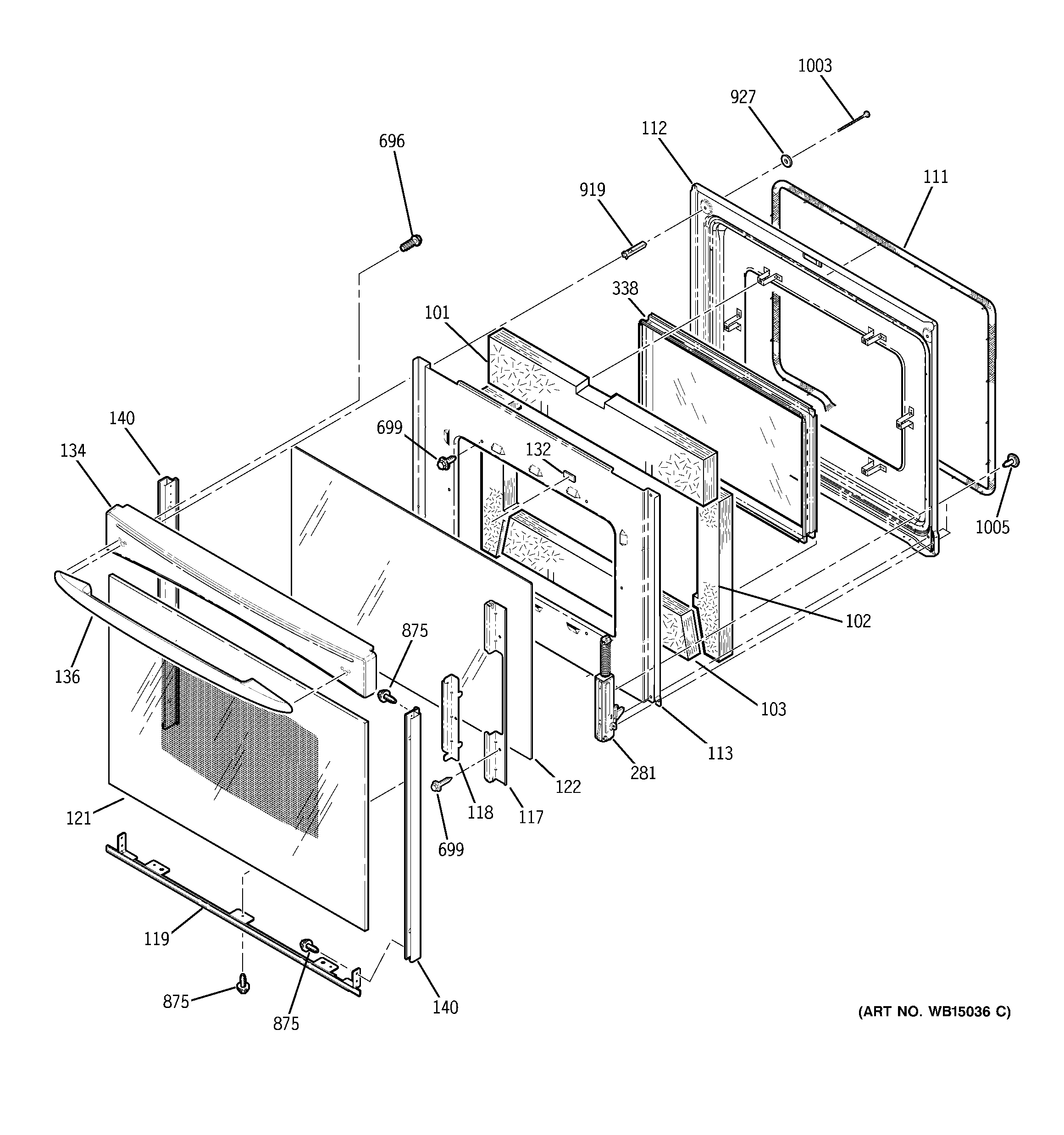 GE PB909DP4BB door diagram