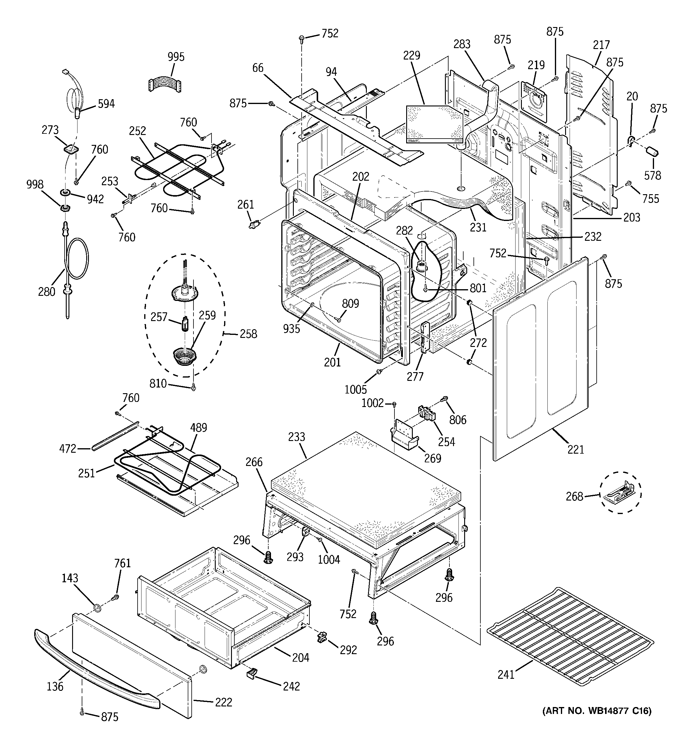 GE PB909TP4WW body parts diagram