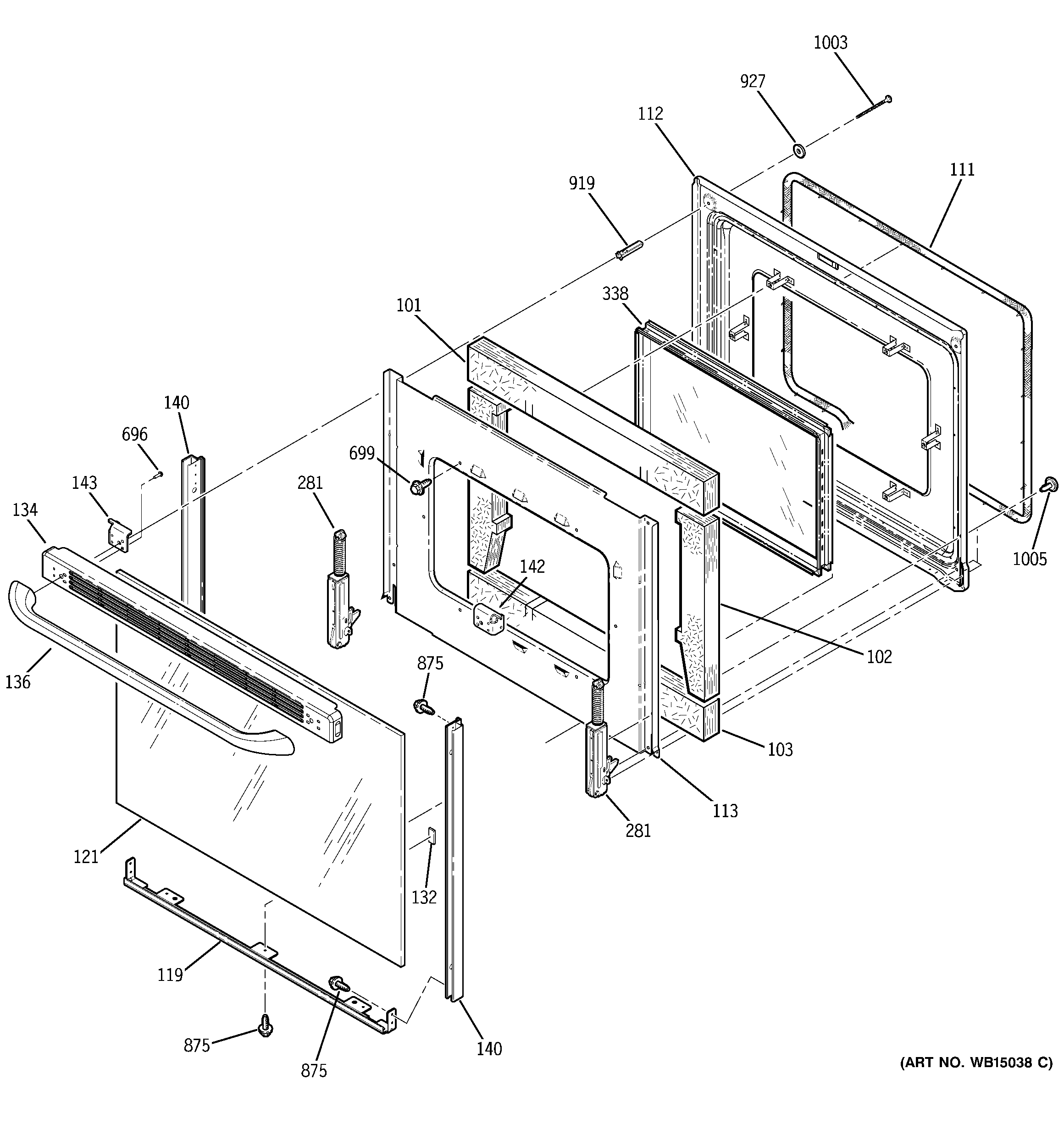 GE JB640DR3CC door diagram