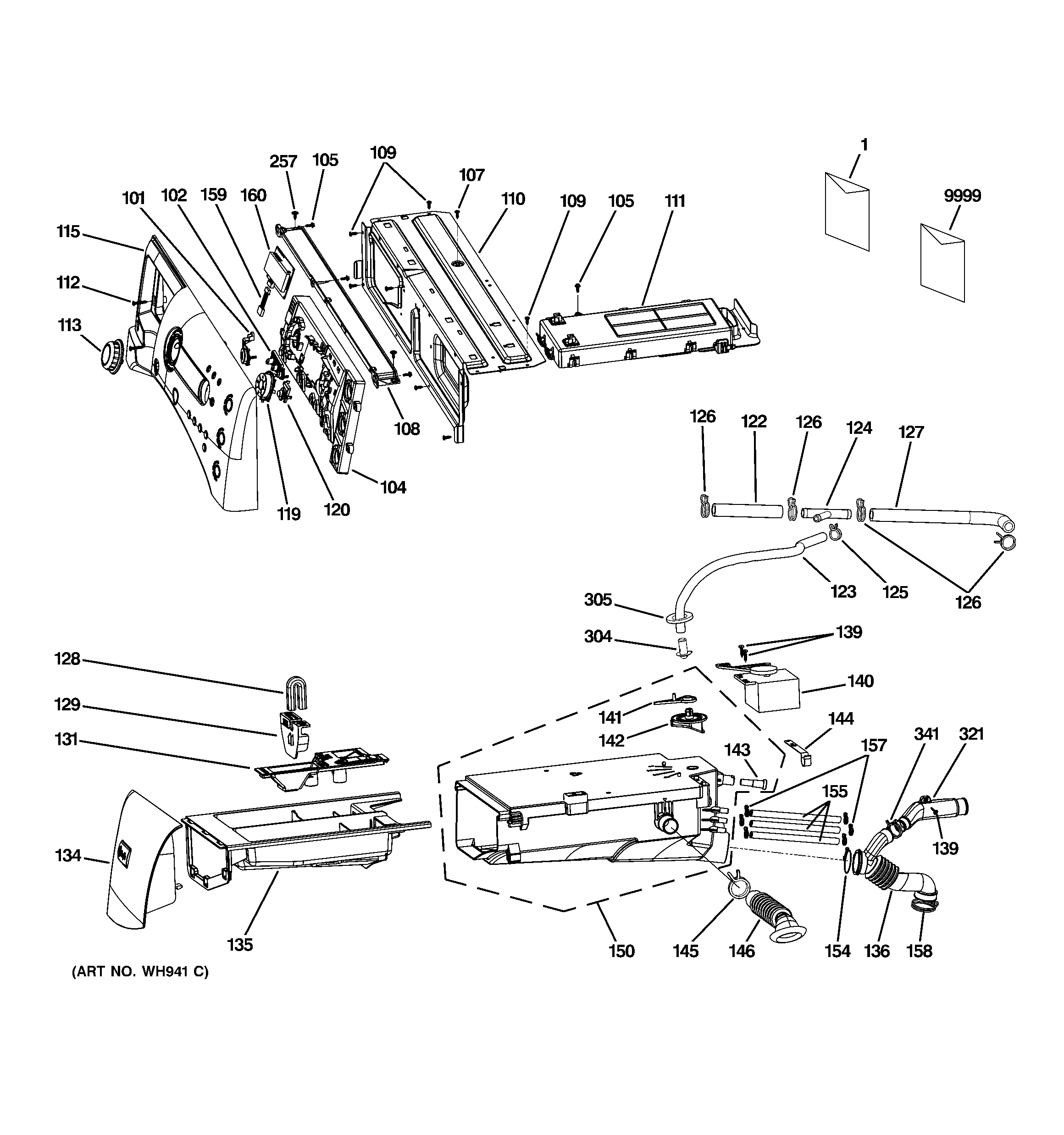 GE WPDH8800J3MG controls & dispenser diagram