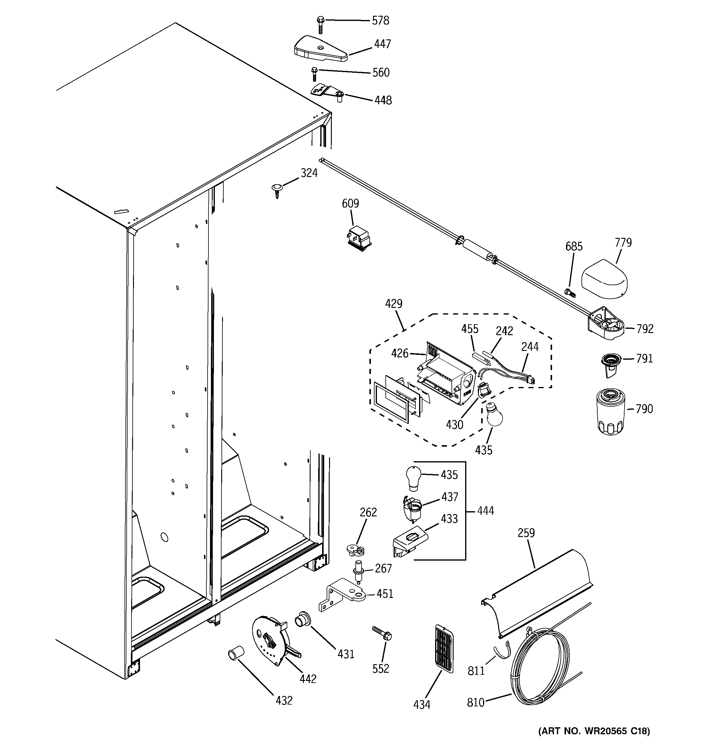 GE BSS25JSTPSS fresh food section diagram