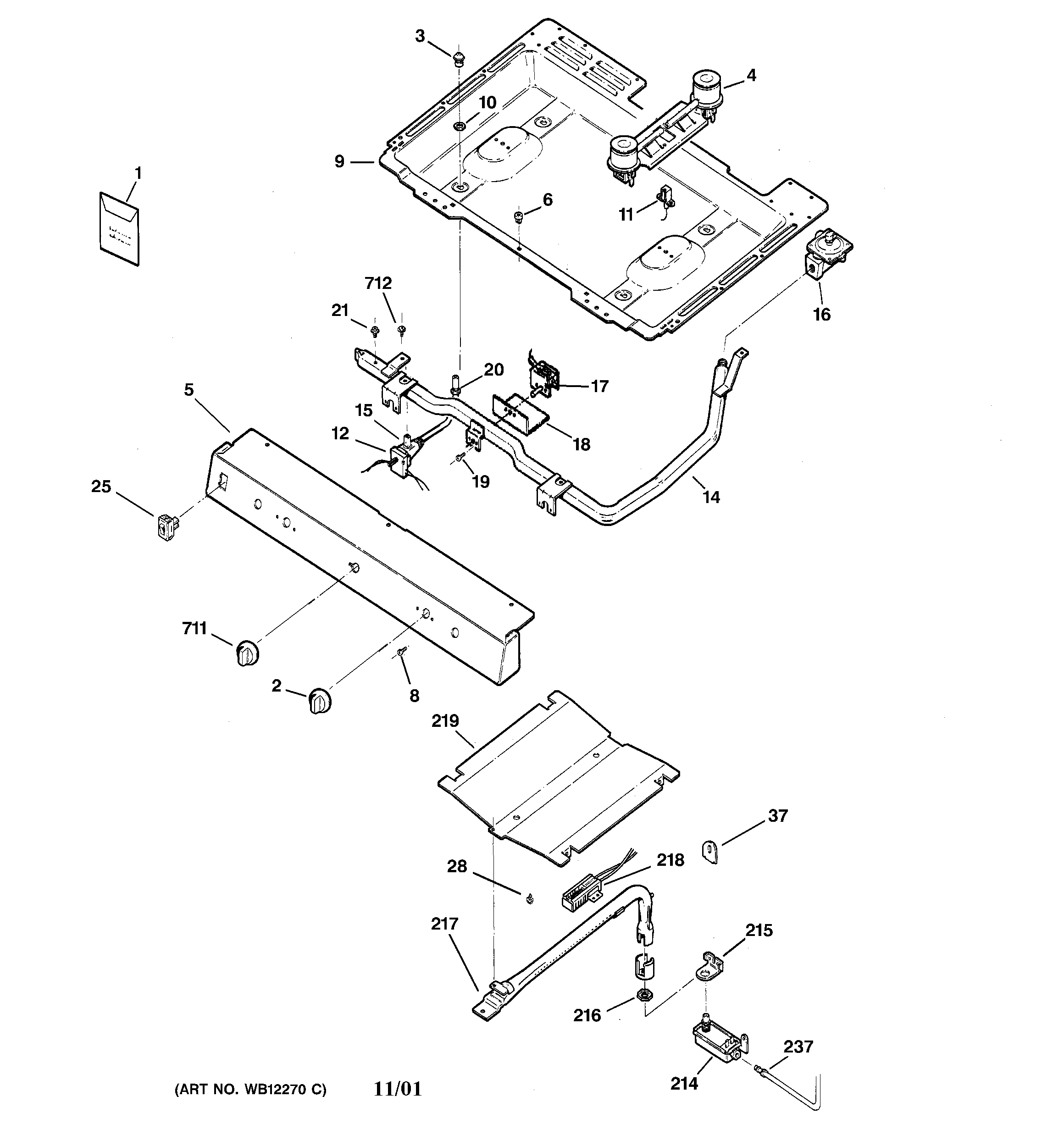 Kenmore 36272765893 gas & burner parts diagram