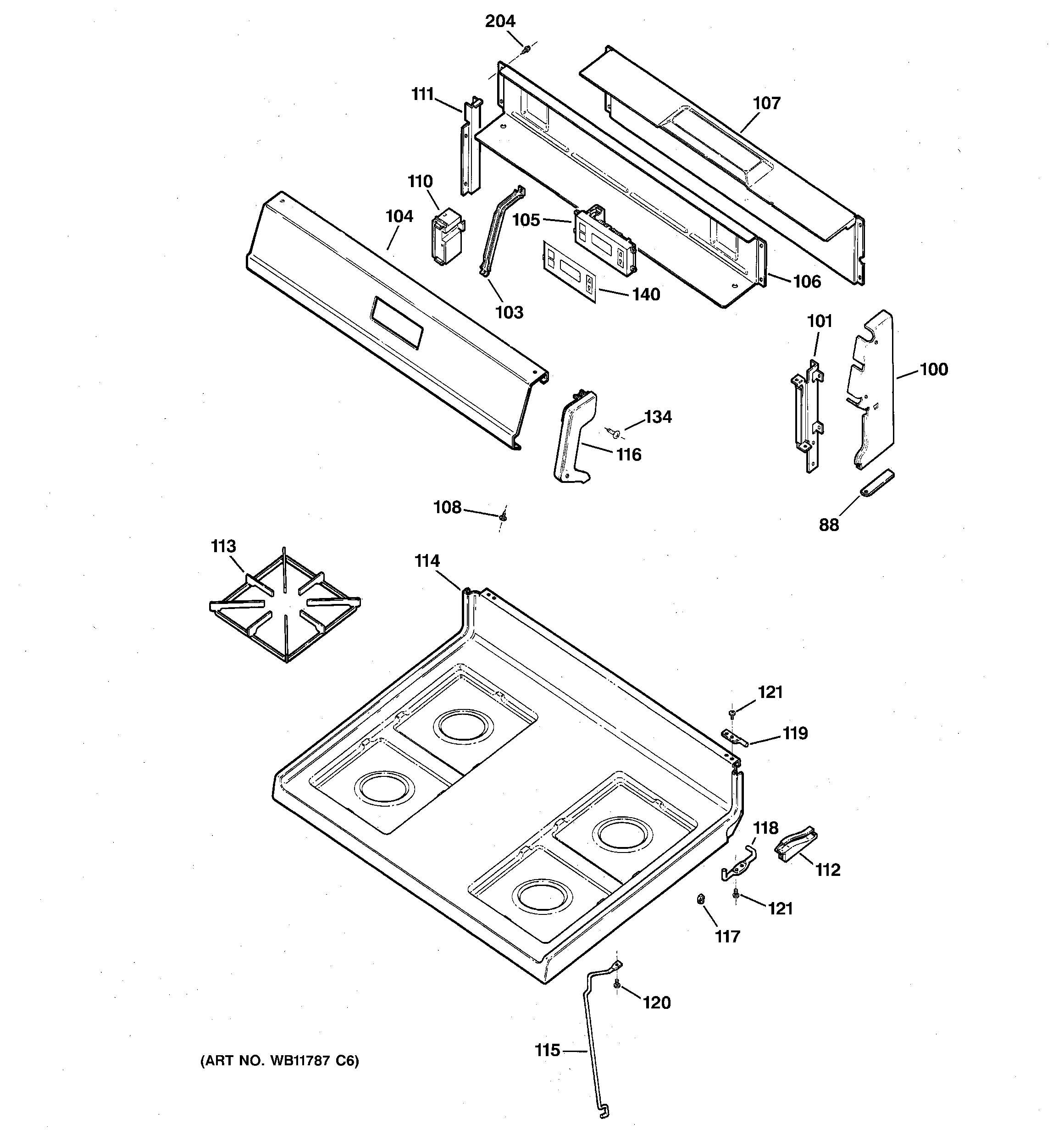 Kenmore 36272765893 control panel & cooktop diagram