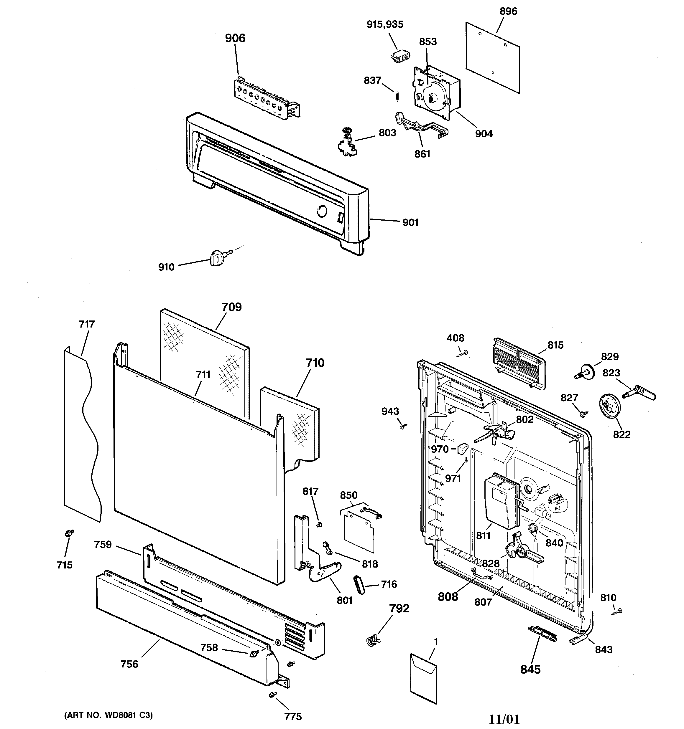 Kenmore 36314587100 escutcheon & door assembly diagram
