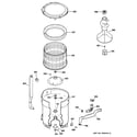 GE GTAP2000M2WW tub, basket & agitator diagram