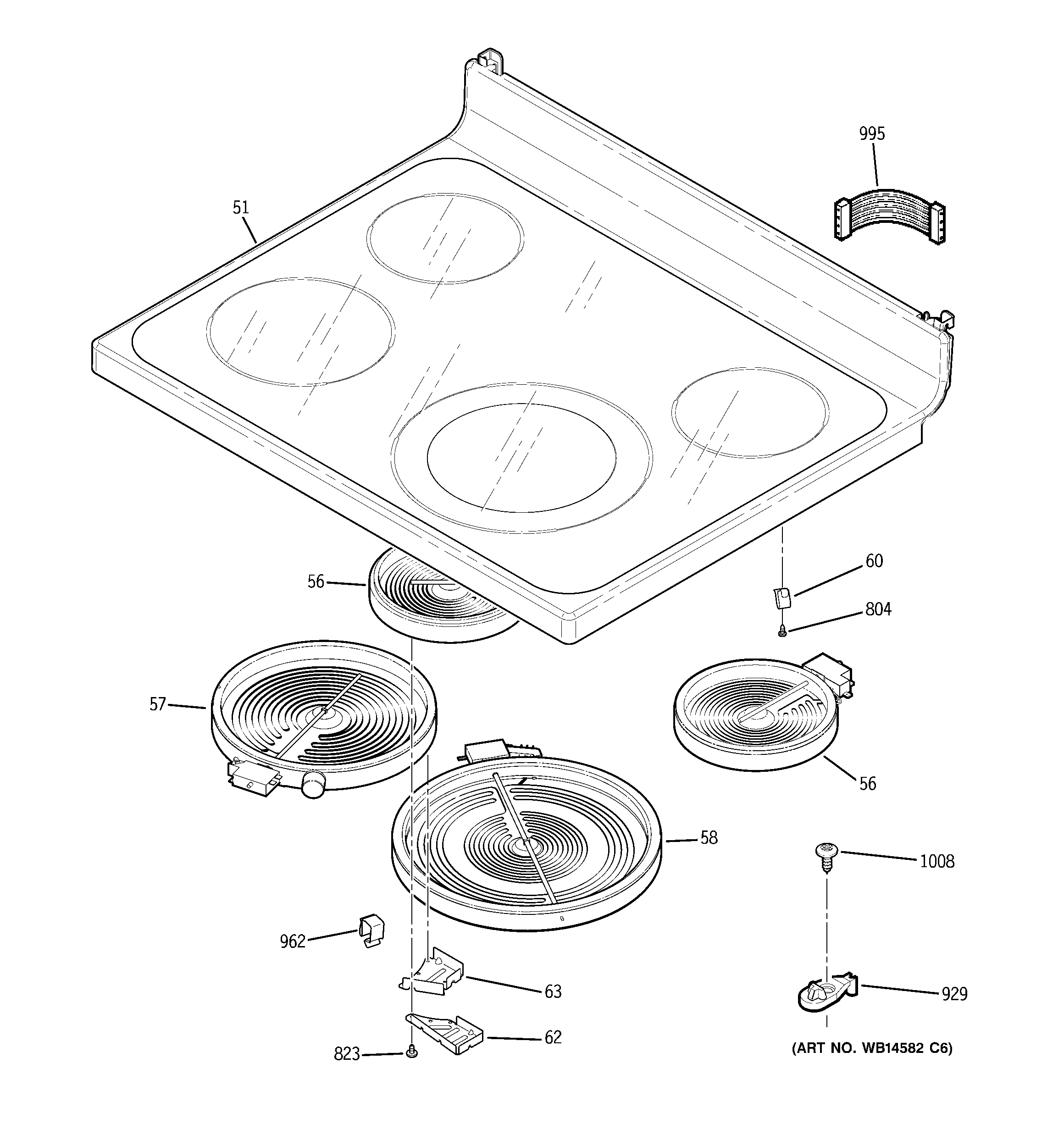 GE JBP66SM7SS cooktop diagram