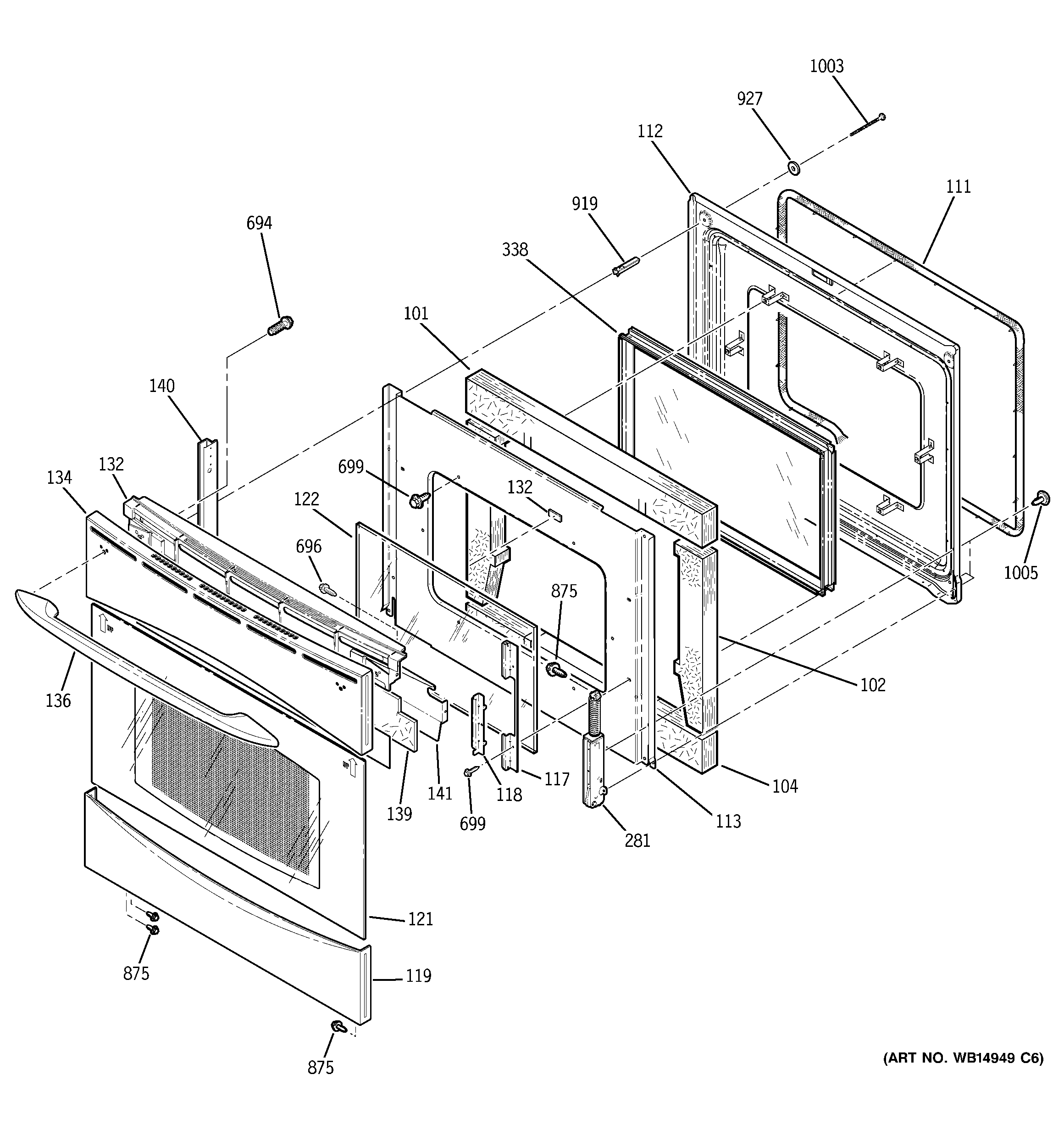 GE PHB925SP2SS door diagram