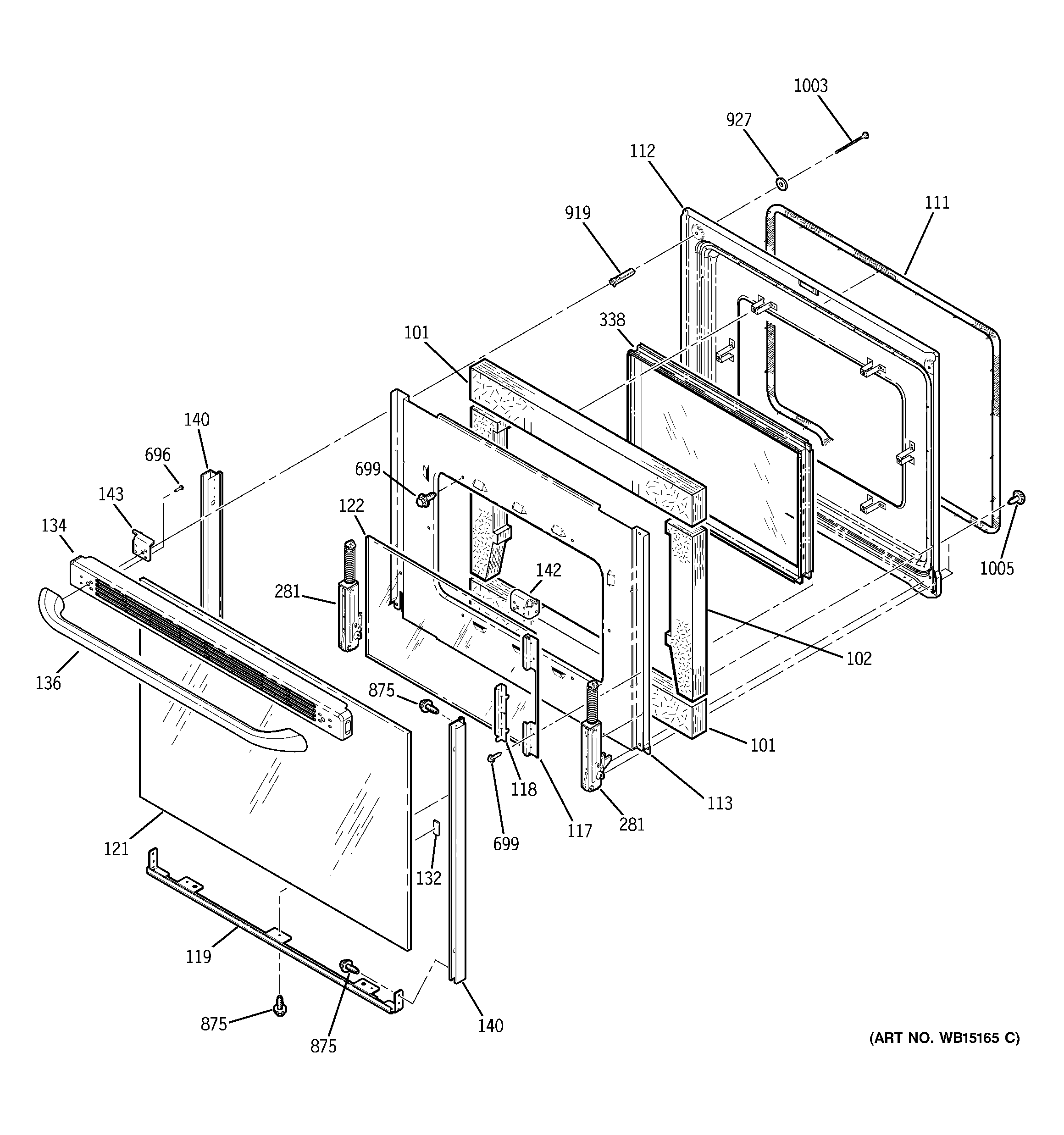 GE JB680ST3SS door diagram