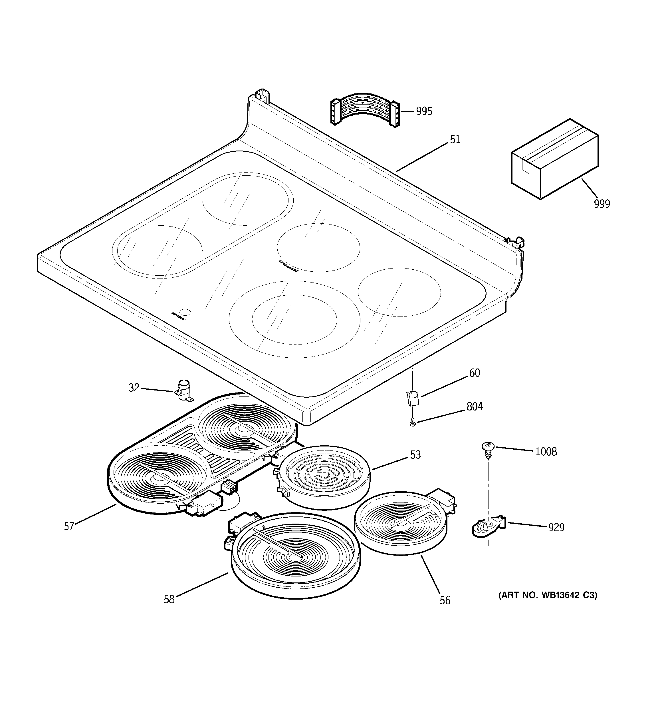 GE JB870ST1SS cooktop diagram