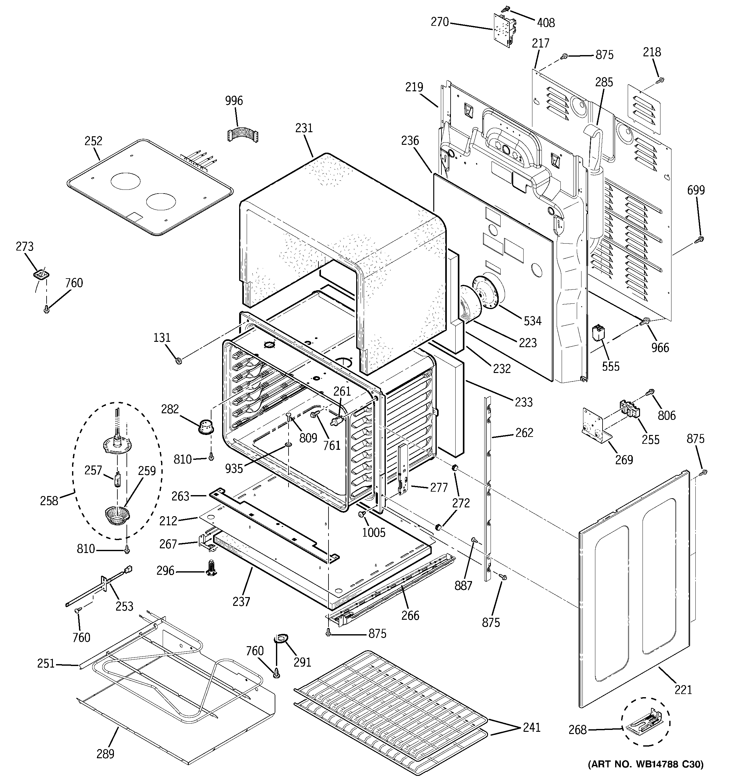 GE JB870ST1SS lower oven diagram