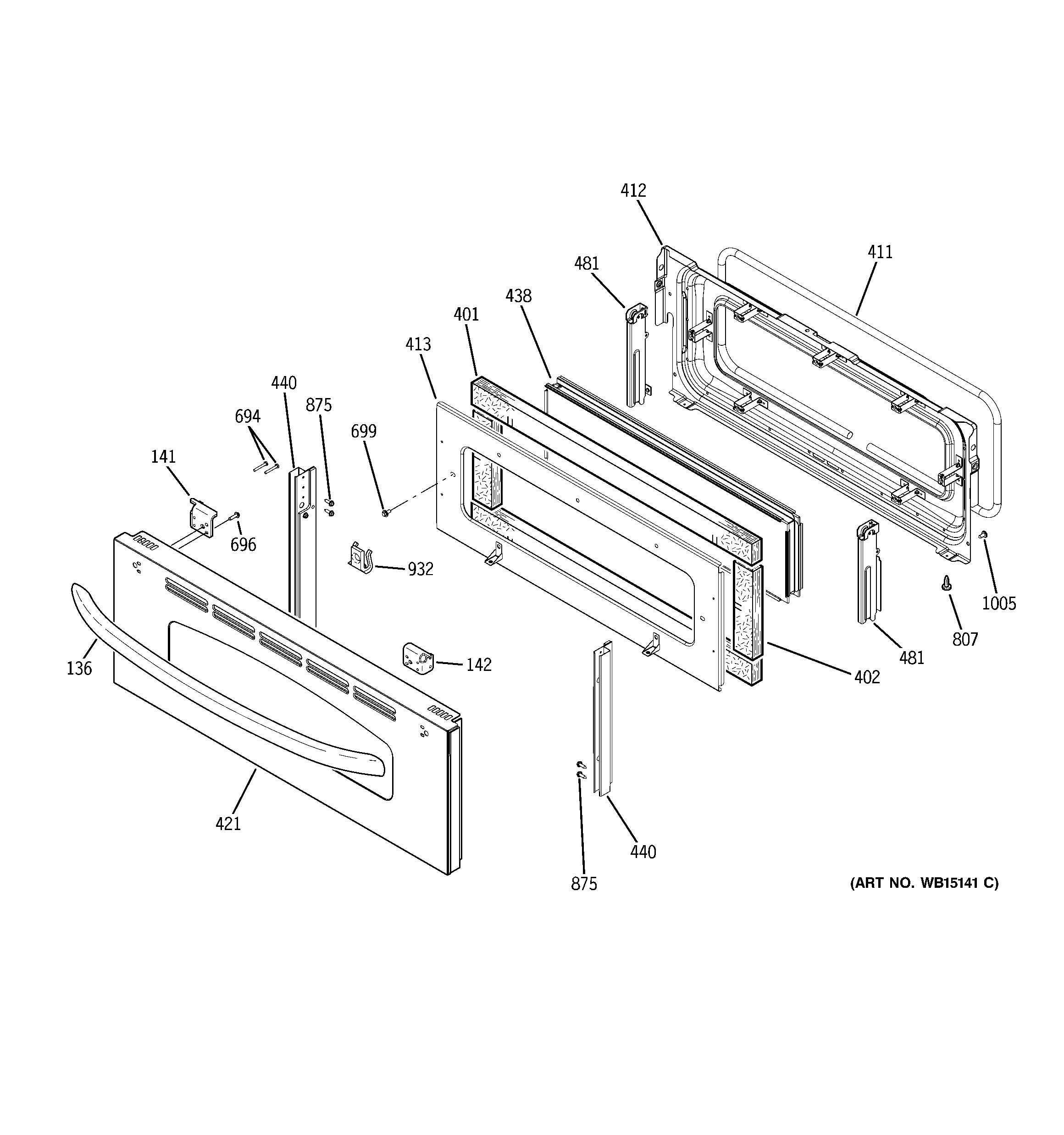 GE JB870ST1SS upper door diagram