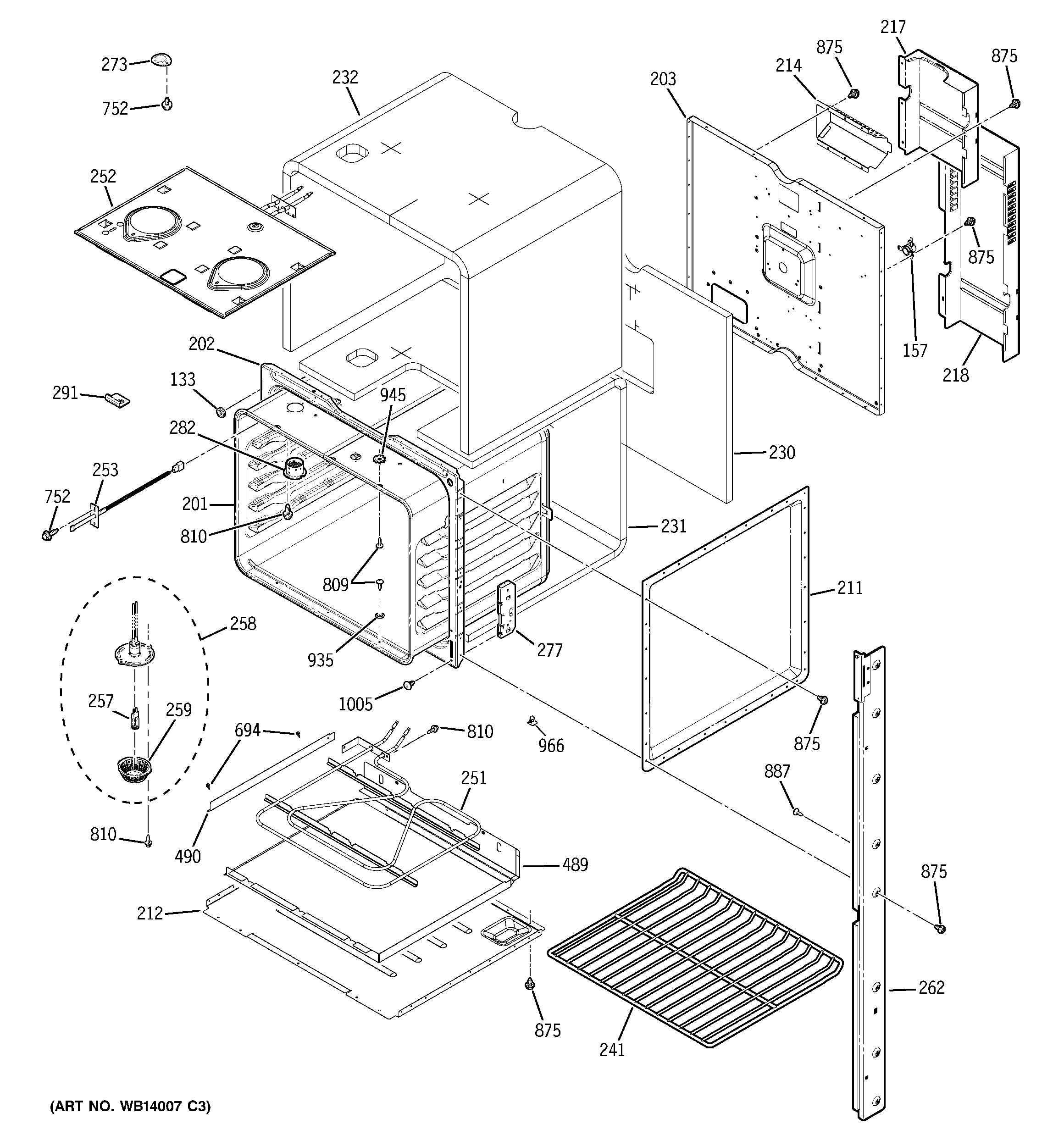 GE JKP35DP4BB upper oven diagram