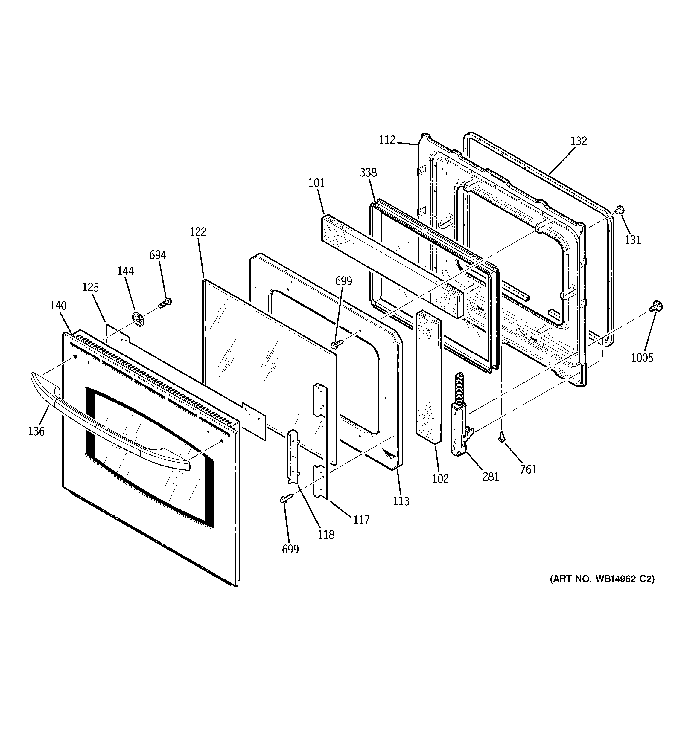 GE JKP55DP4BB door diagram