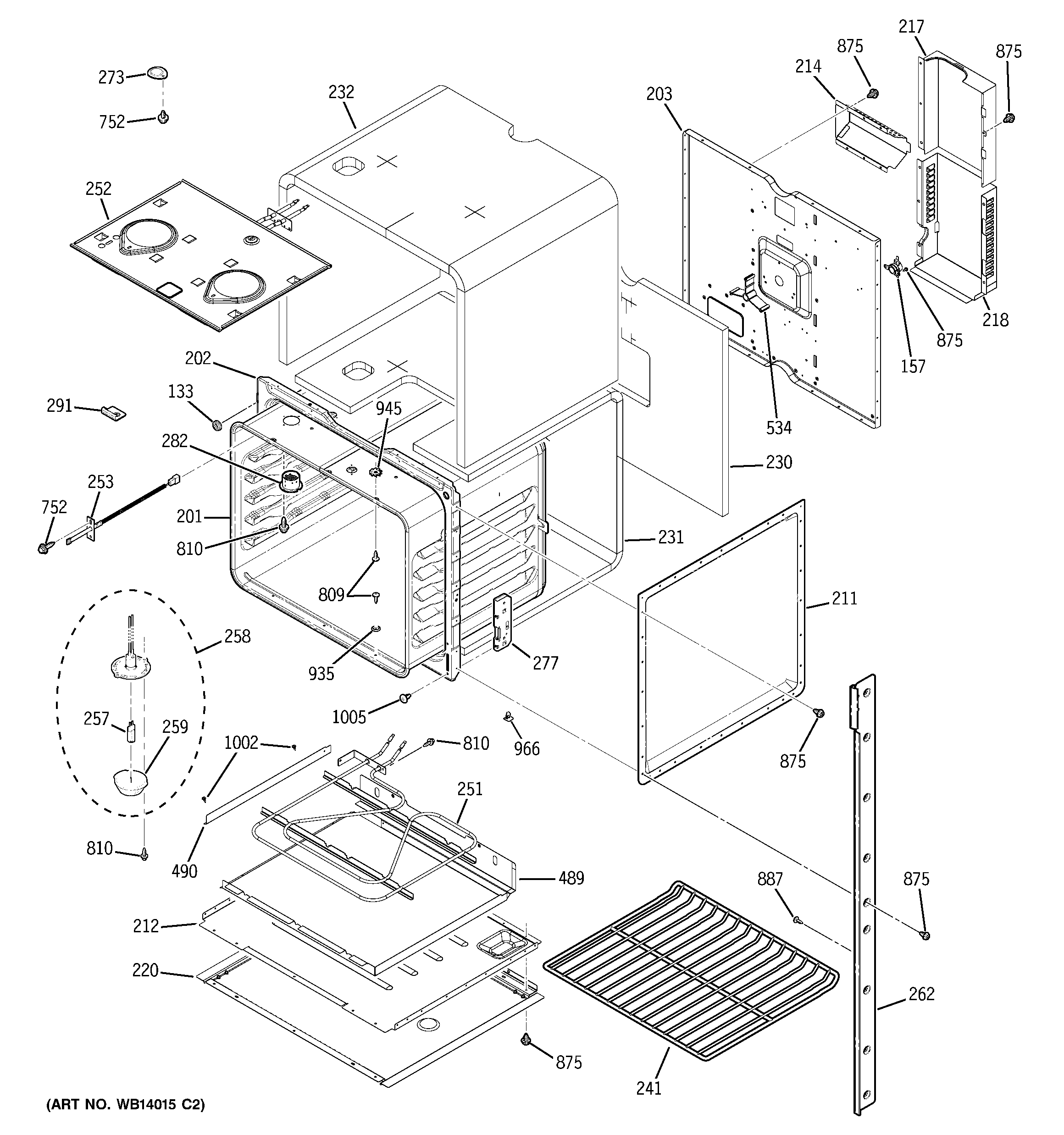 GE JKP75DP4BB upper oven diagram