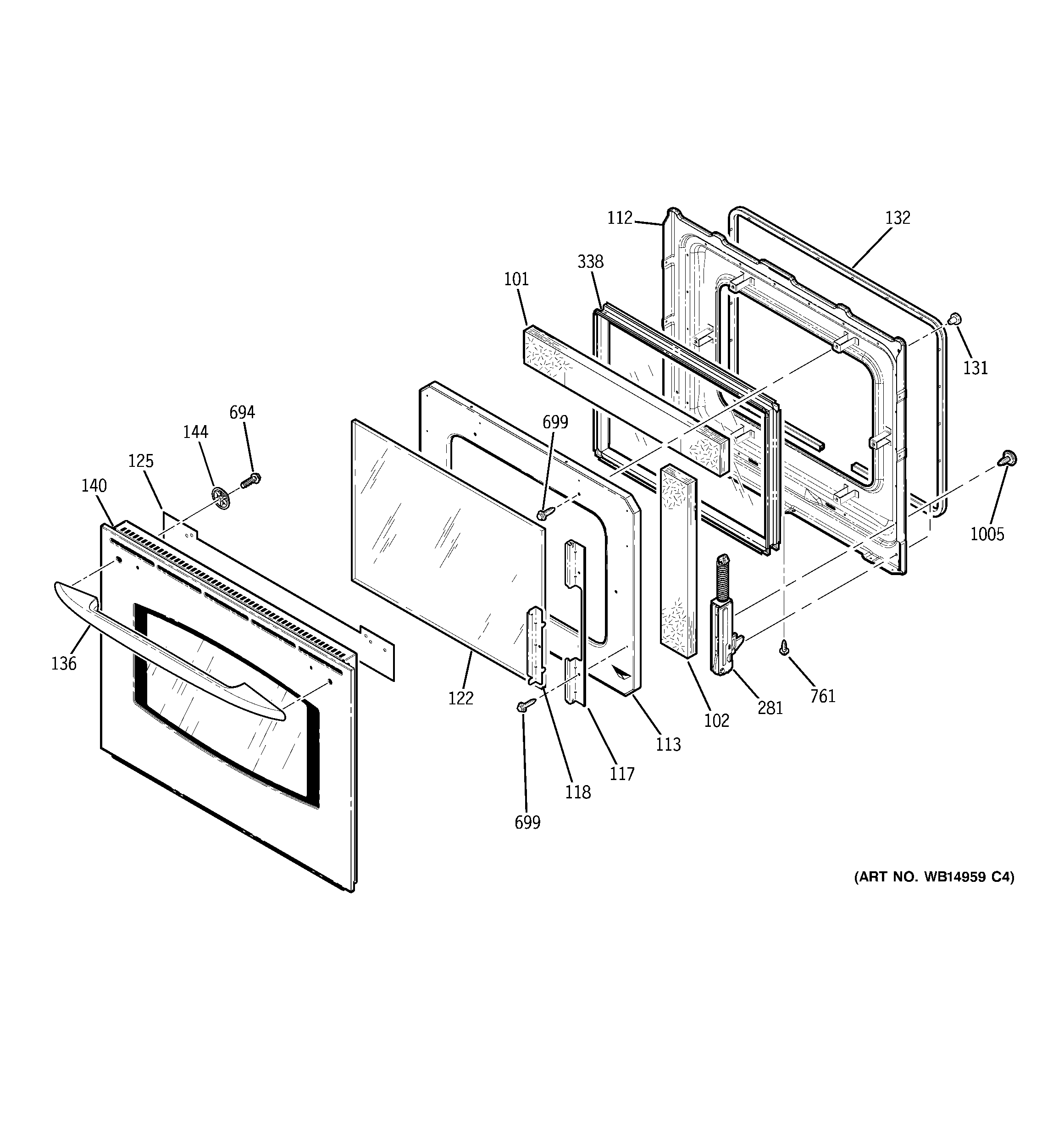 GE PCK916DR2WW door diagram