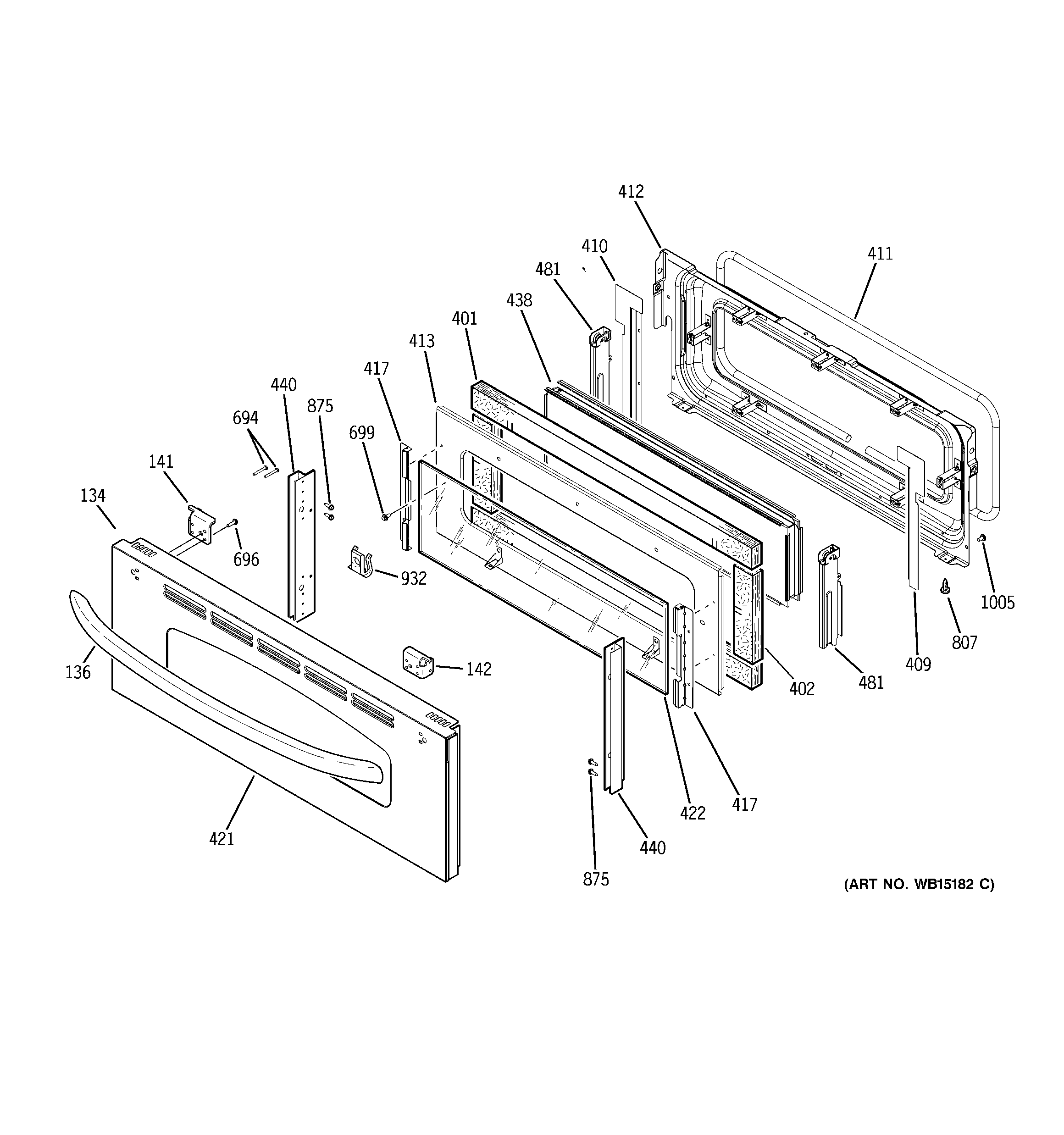 GE JCB850ST1SS upper door diagram