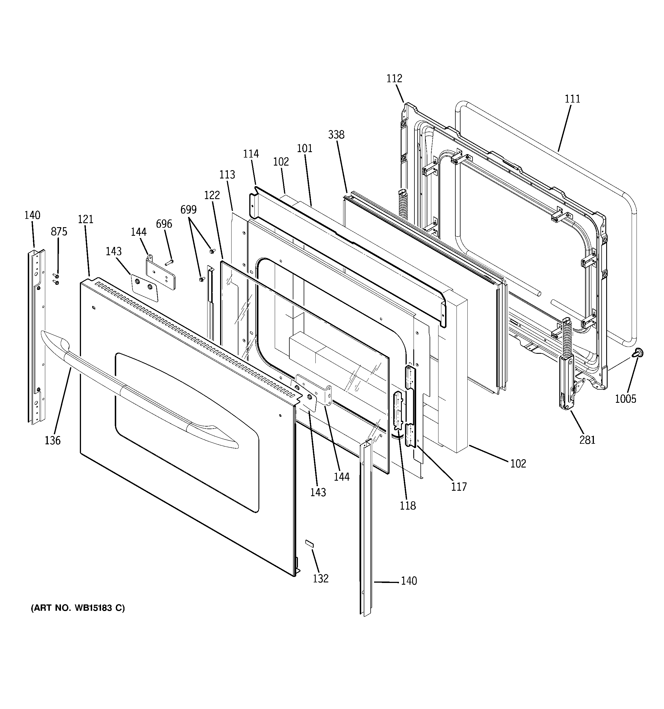 GE JCB850ST1SS lower door diagram