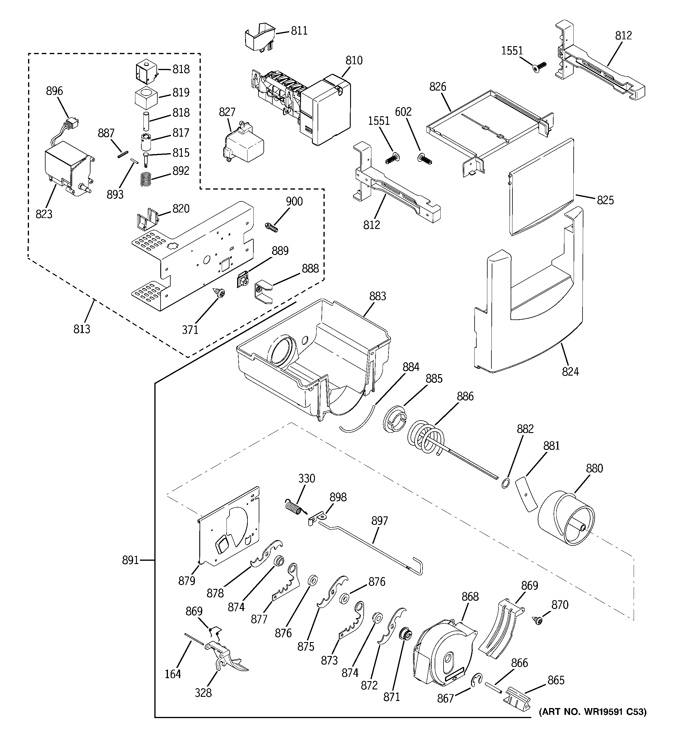 GE ZISP480DTBSS ice maker & dispenser diagram