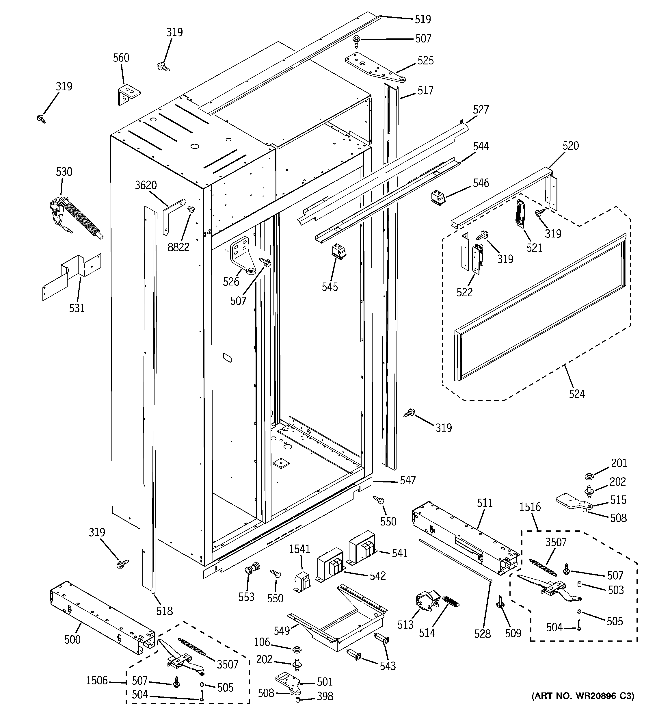 GE ZISP480DTBSS case parts diagram