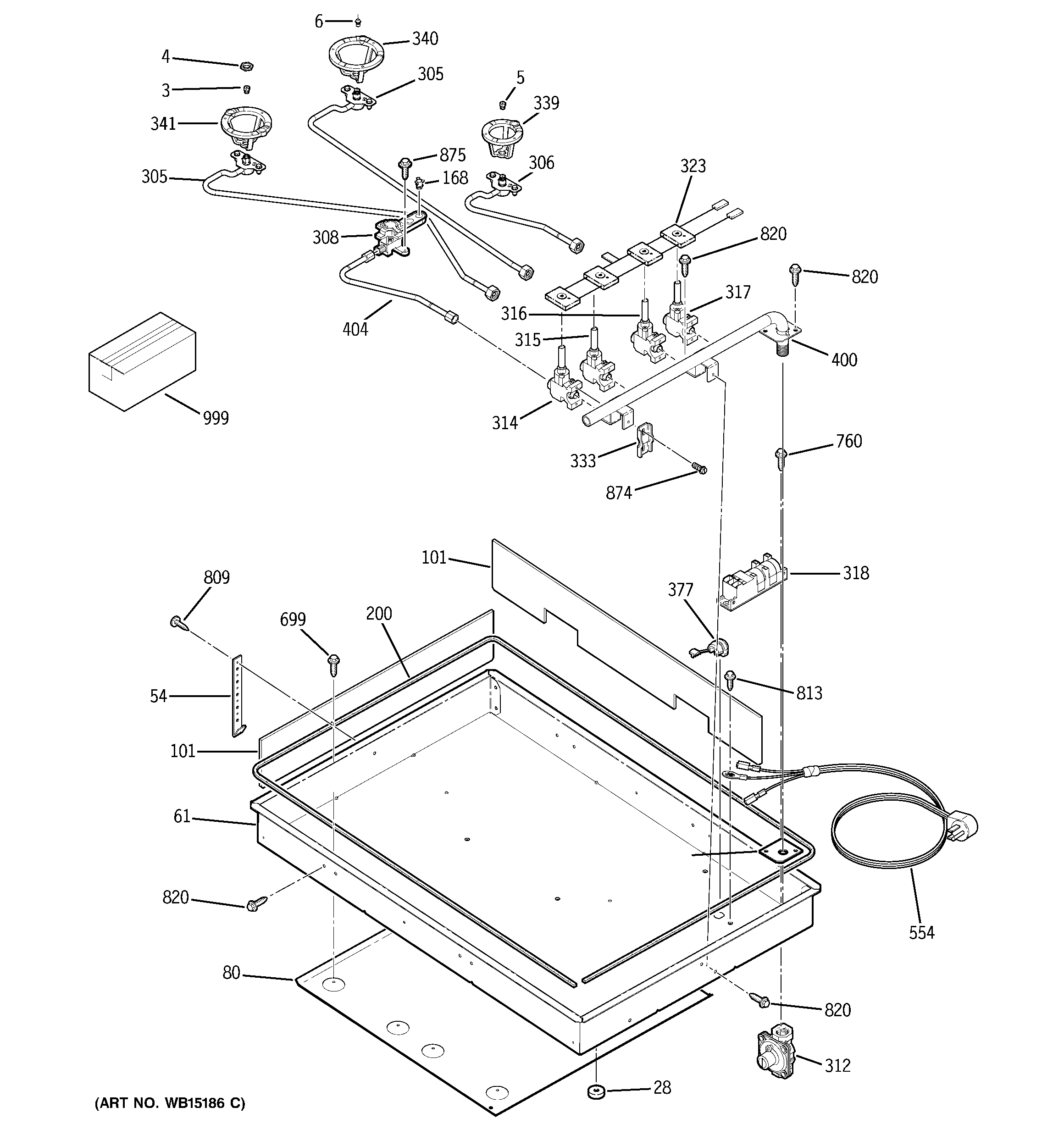 GE PGP943SET1SS gas & burner parts diagram