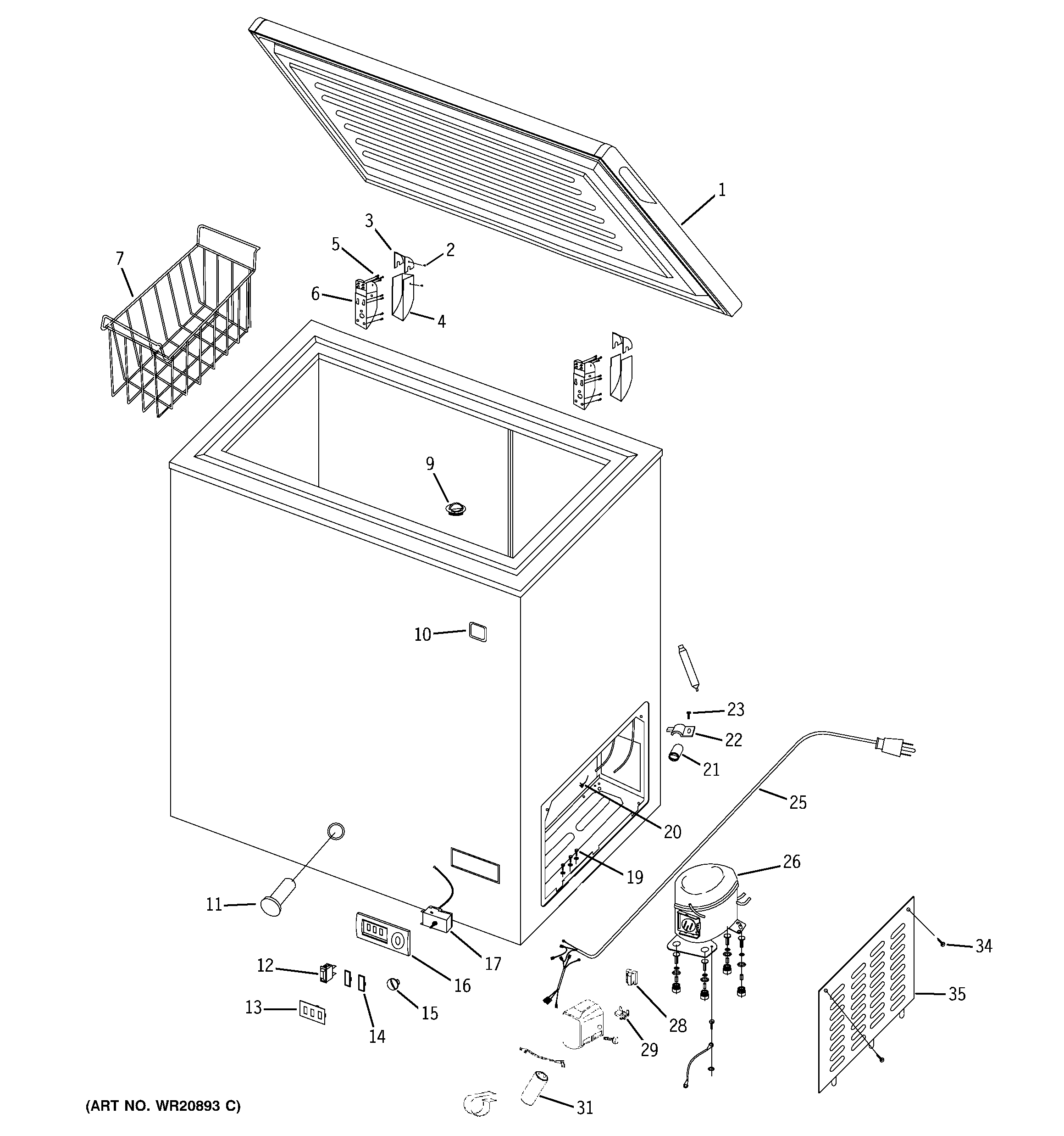GE FCM5SUEWW freezer diagram