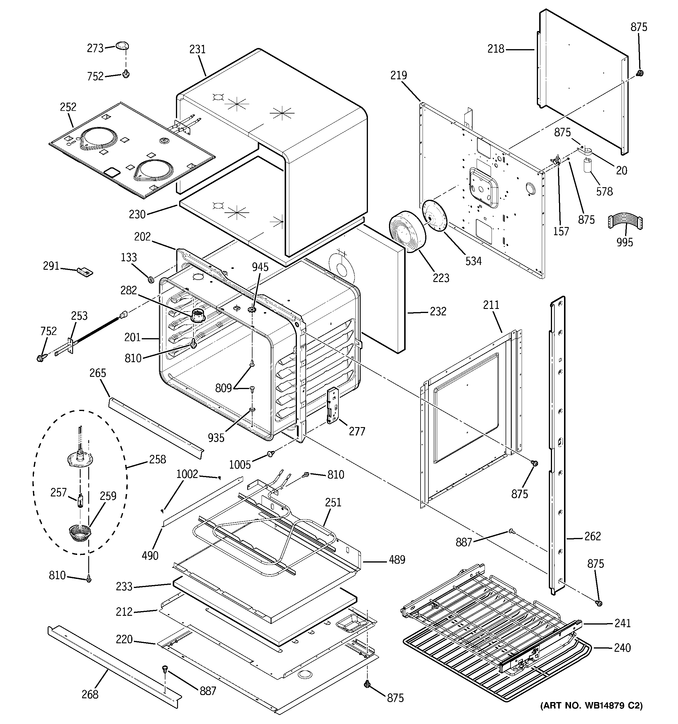 GE PT960DR1BB lower oven diagram
