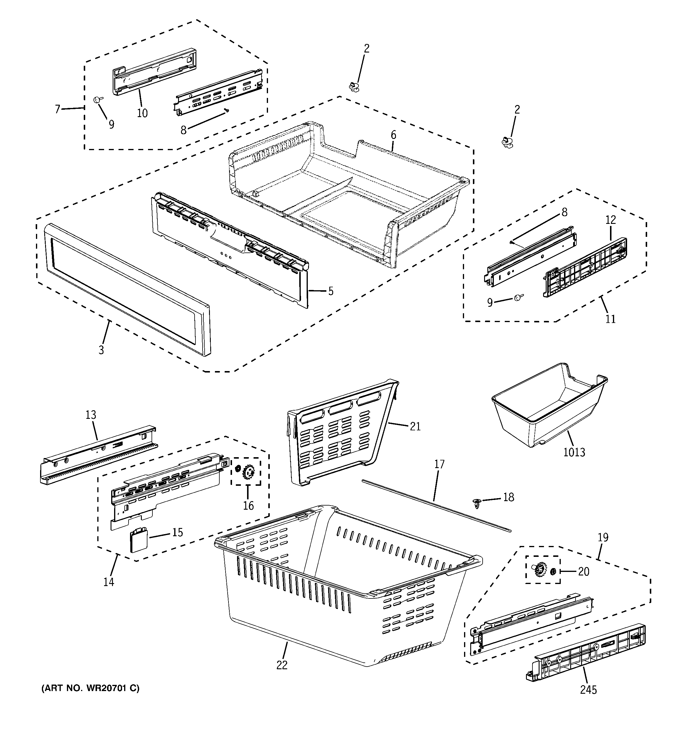 GE GFSS6KEXASS freezer shelves diagram