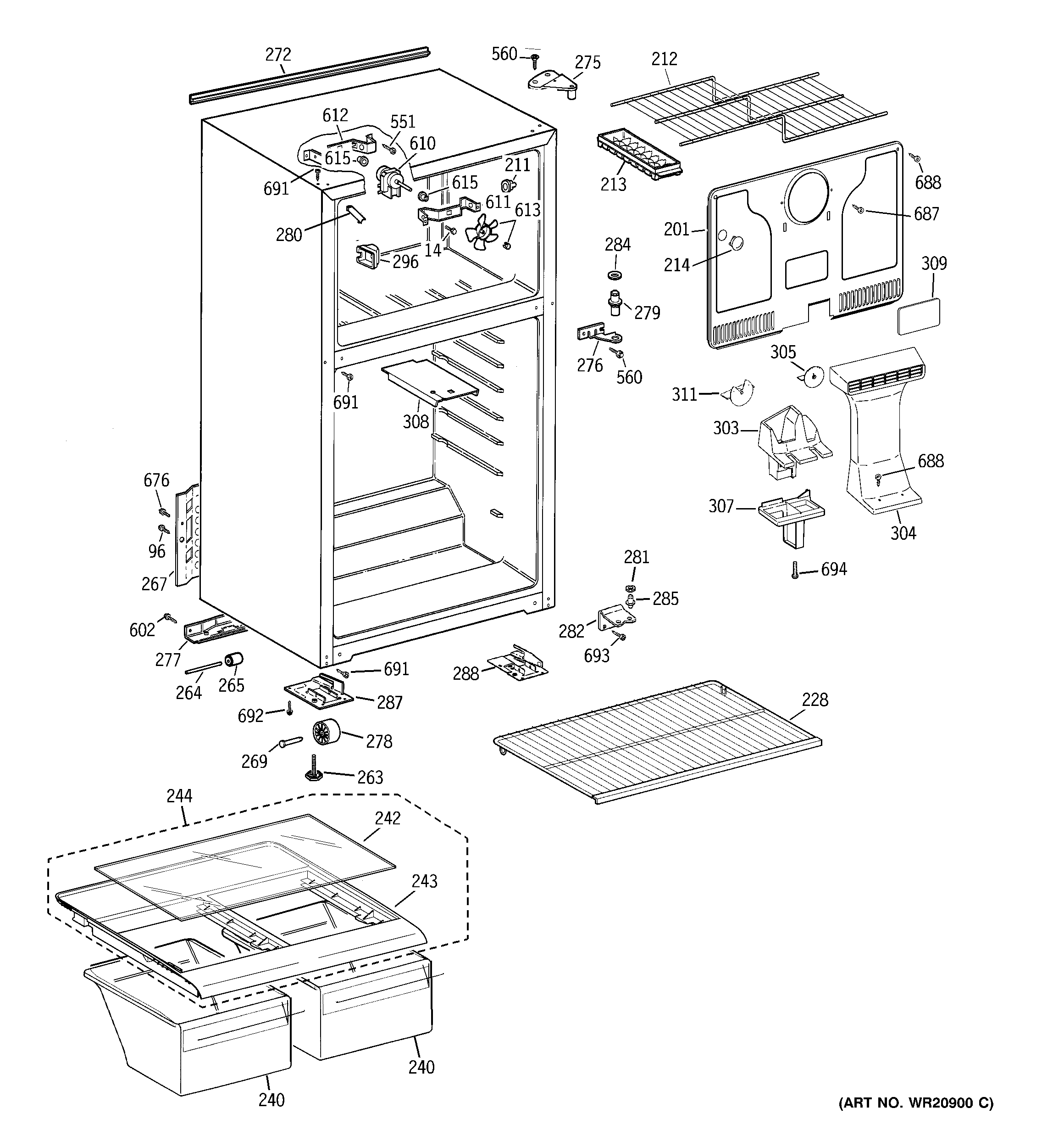GE GTY17DBCBRWW cabinet diagram