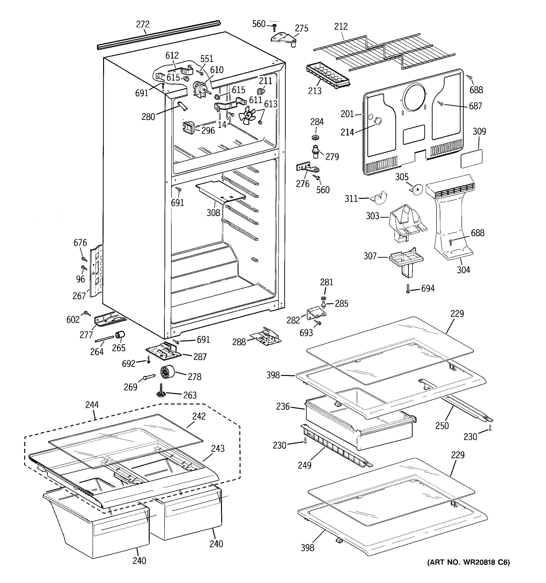 GE GTY17GBCBRWW cabinet diagram