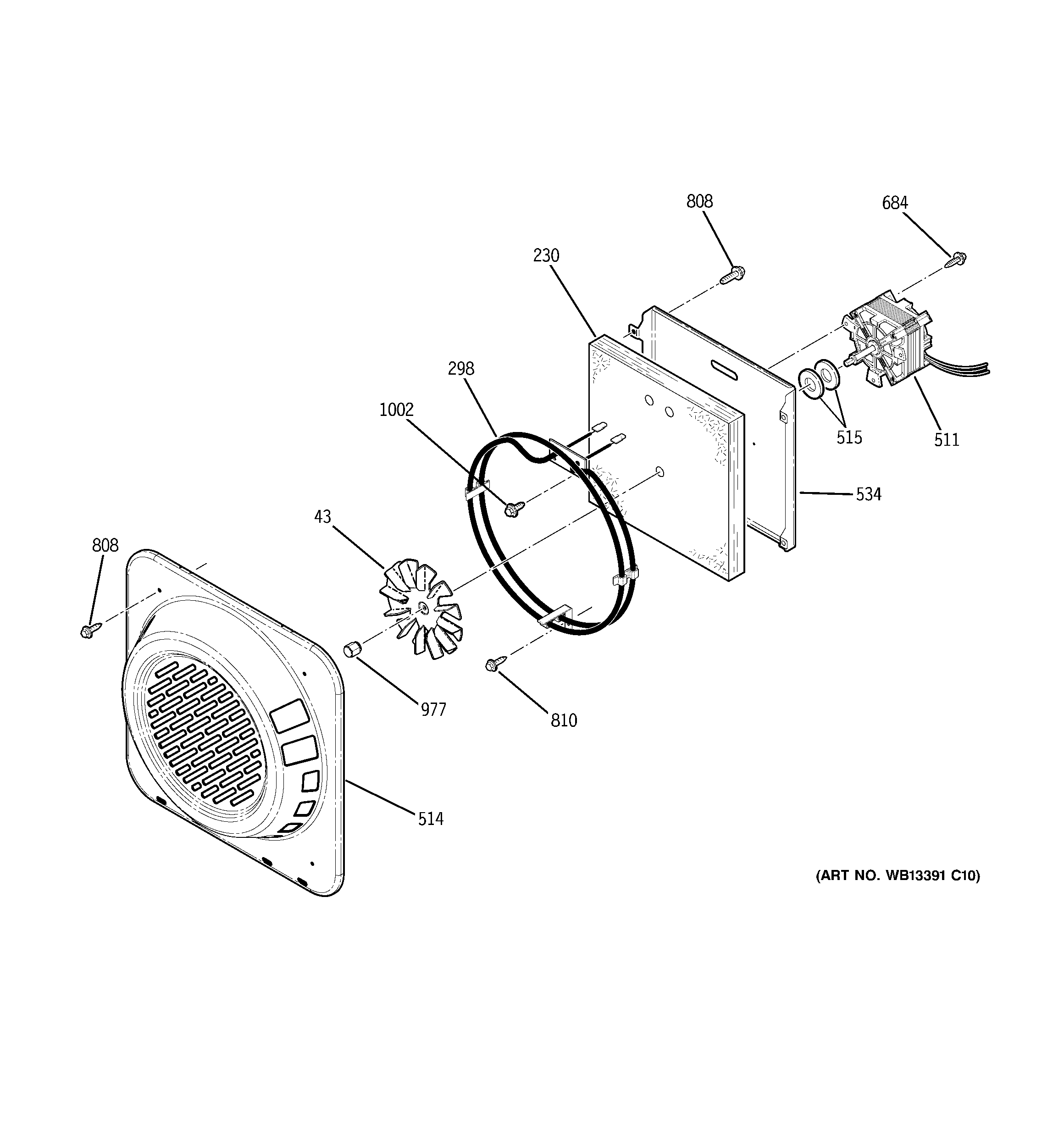 GE PB920DP3BB convection fan diagram