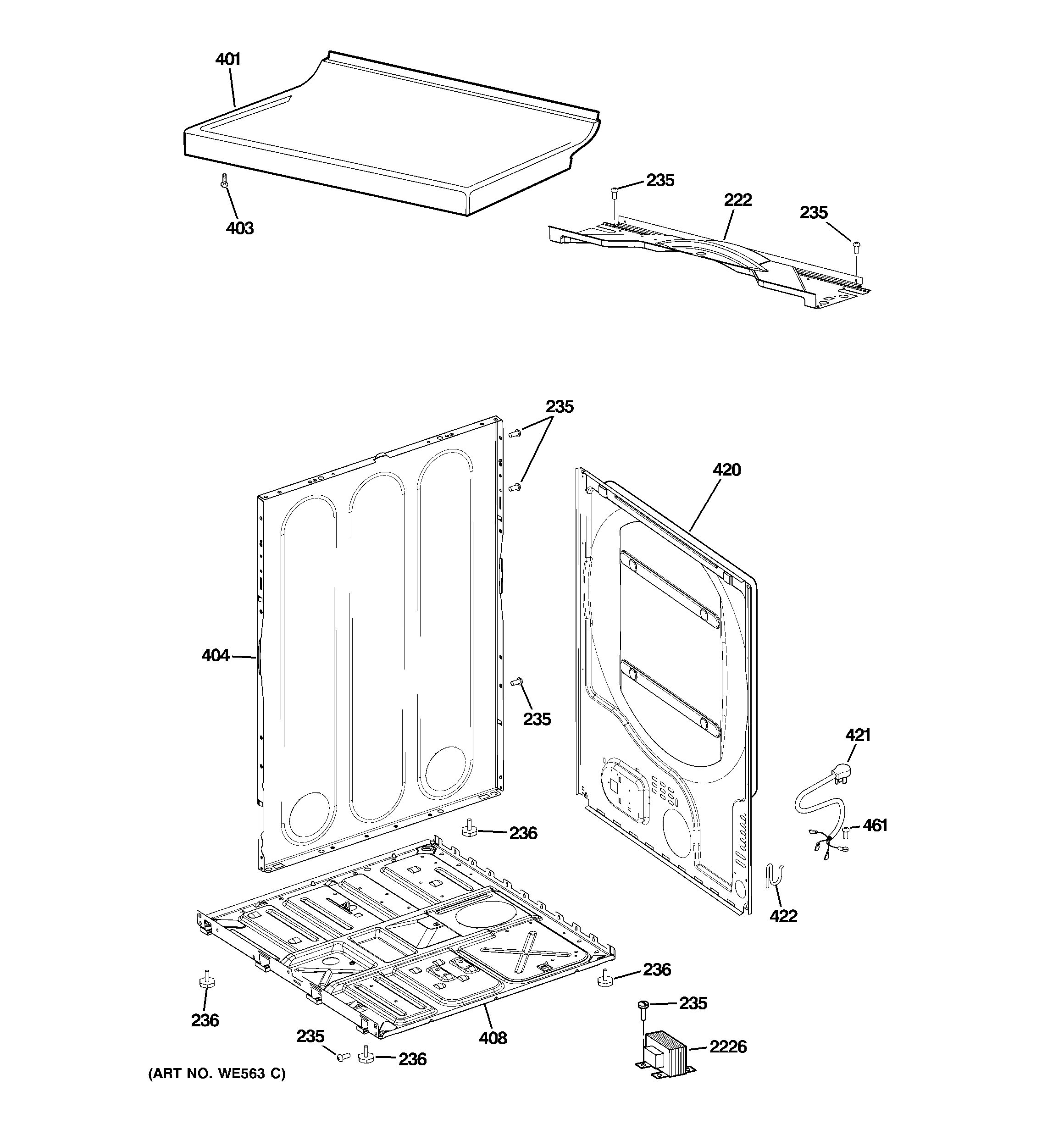 GE DISR333FCDWW cabinet diagram