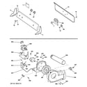 GE GTDL200EM2WW backsplash, blower & motor assembly diagram
