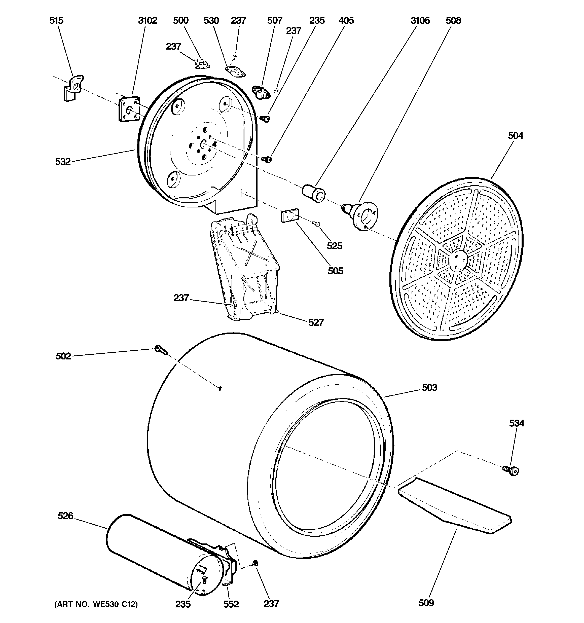 GE GTDP350GM2WS drum diagram