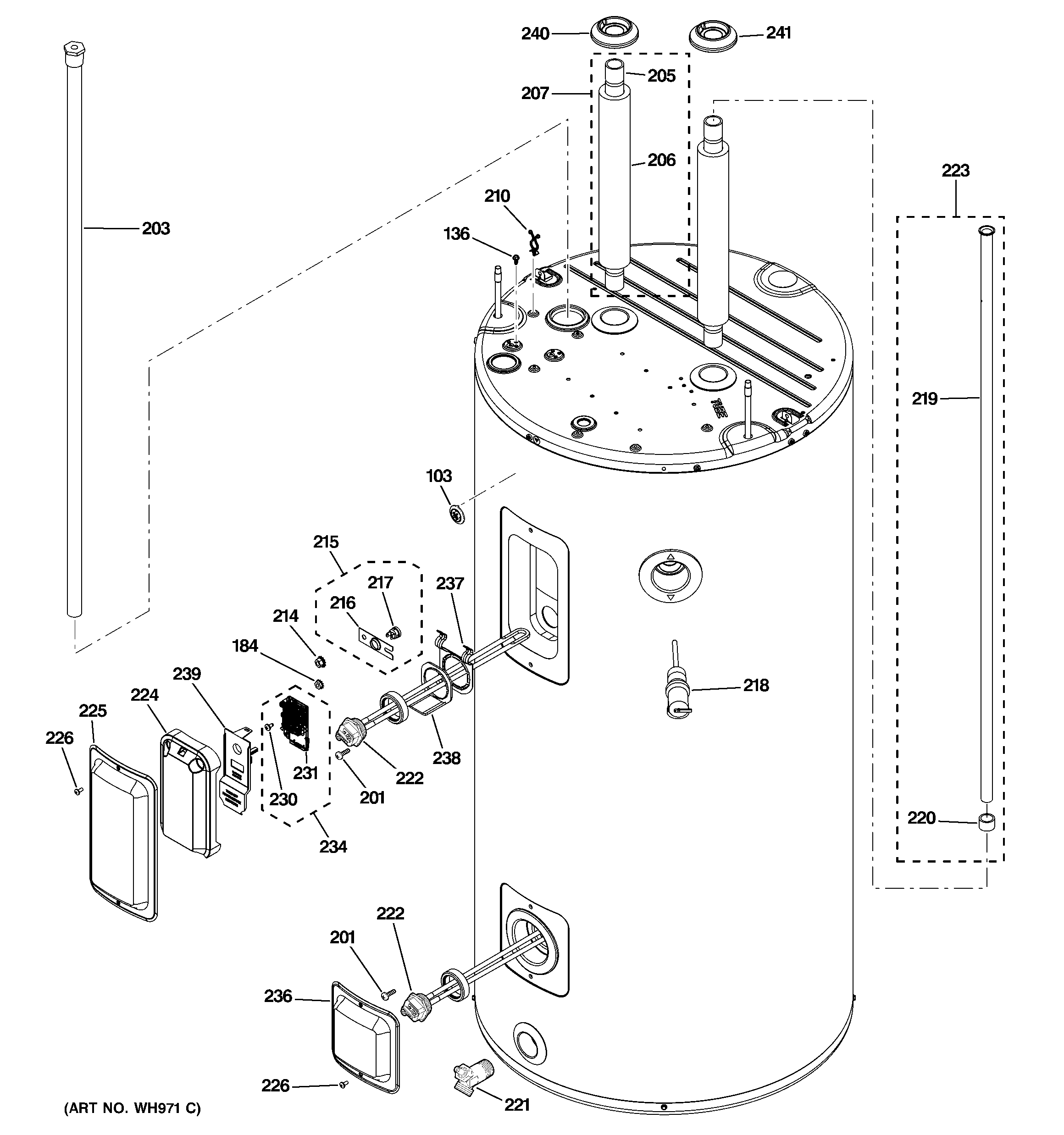 GE GEH50DEEDSRA body parts diagram