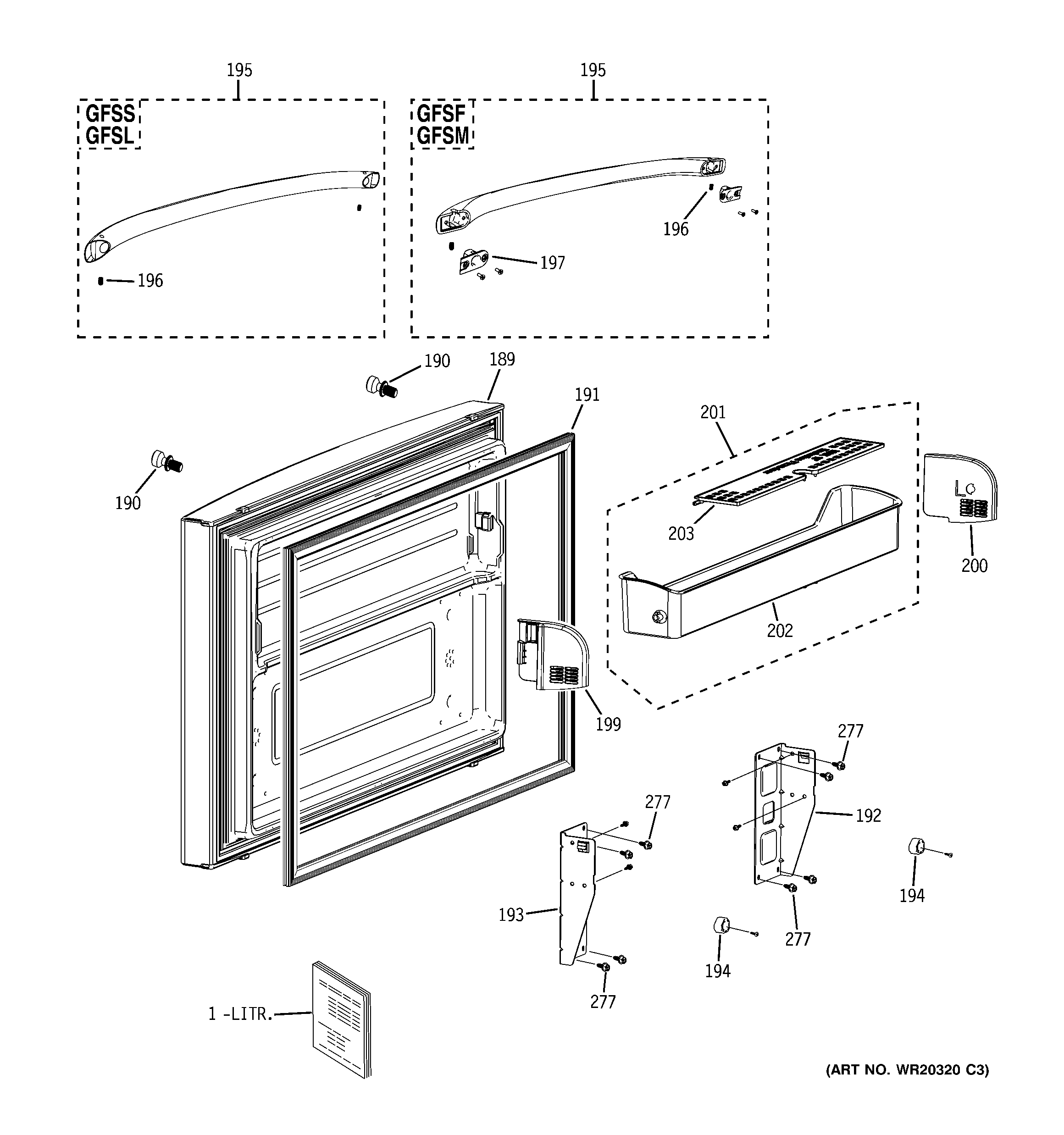 GE GFSM6KEXBBG freezer door diagram