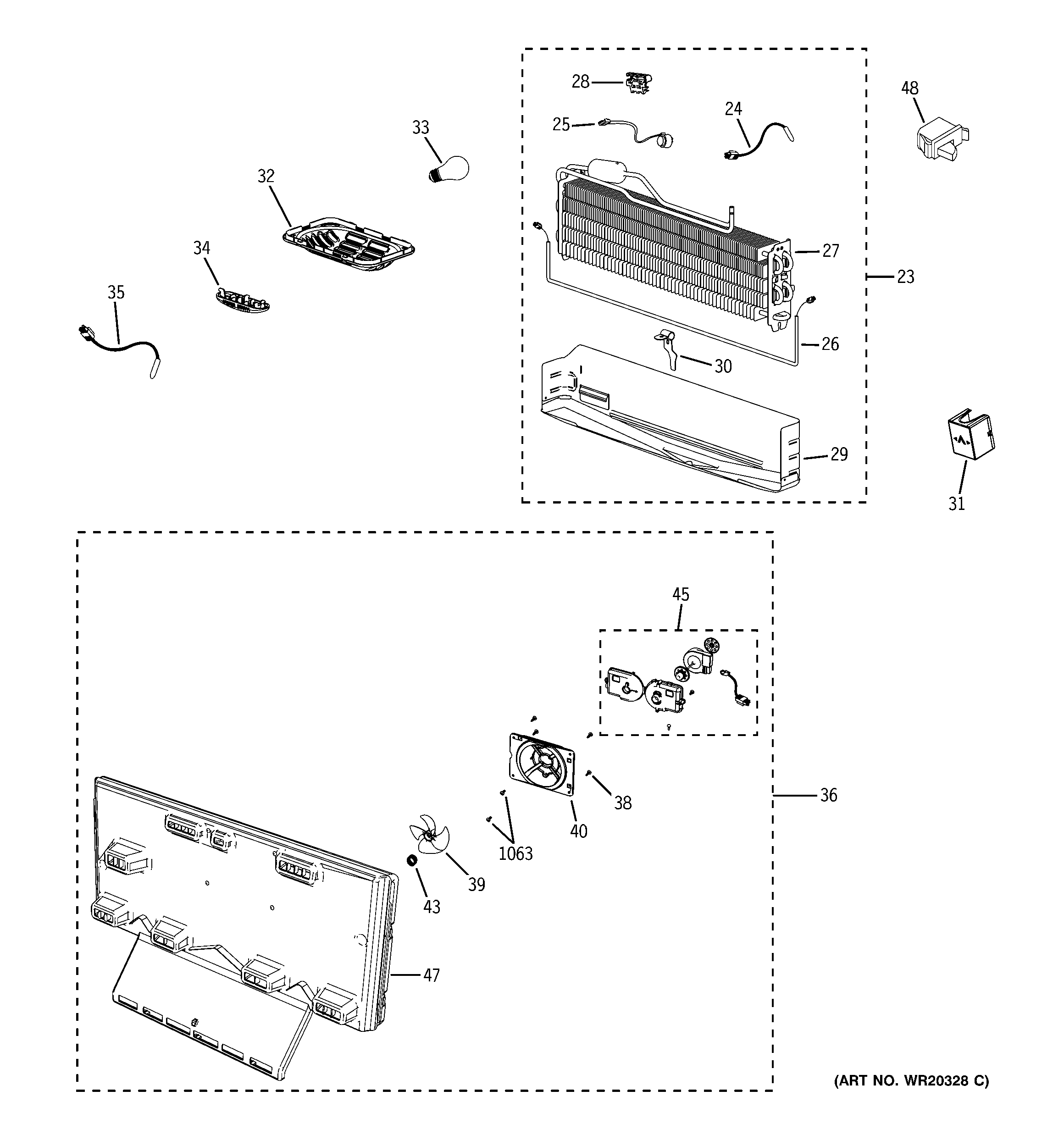 GE GFSM6KEXBBG freezer section diagram