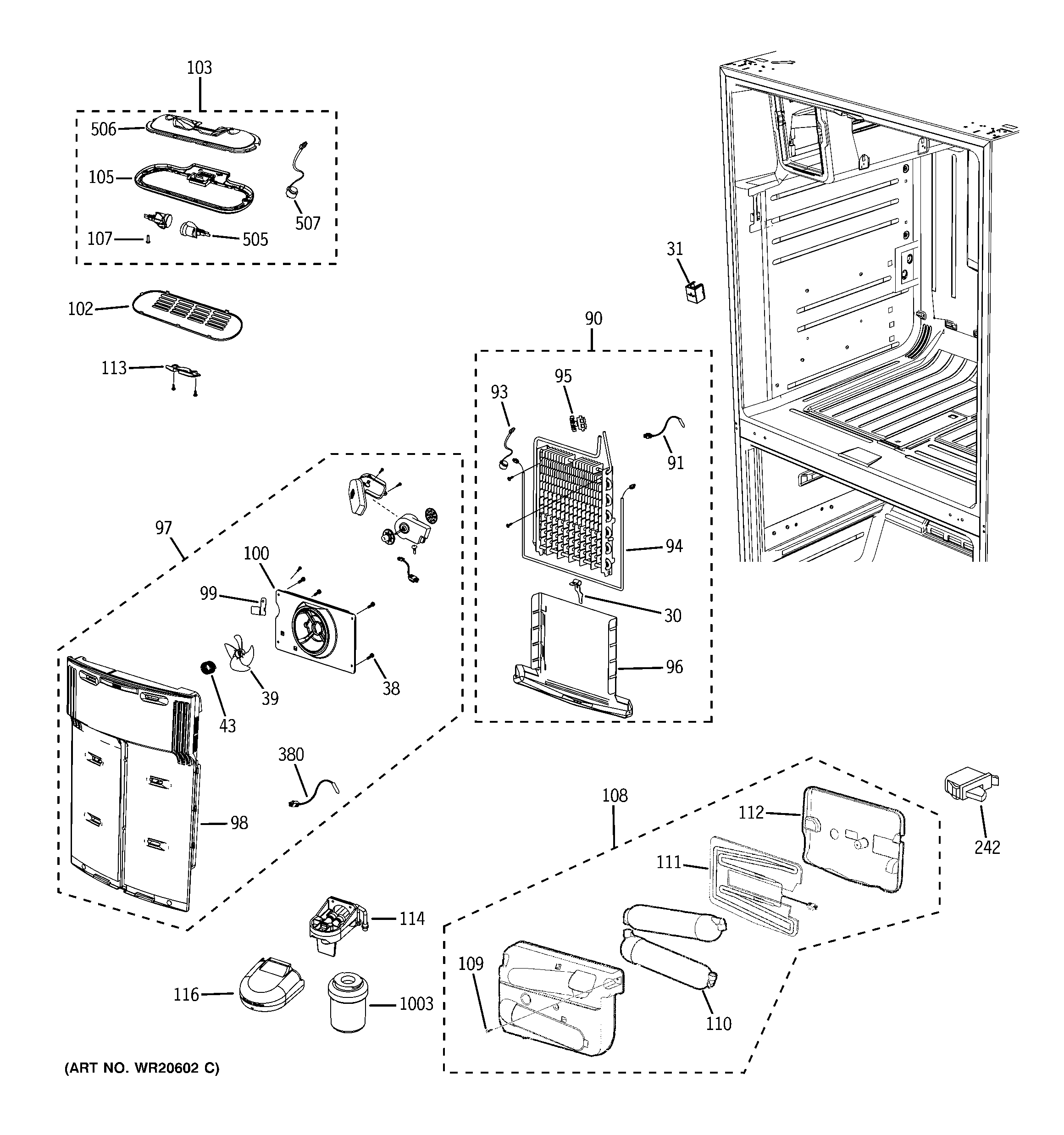 GE GFSF6KKXBWW fresh food section diagram