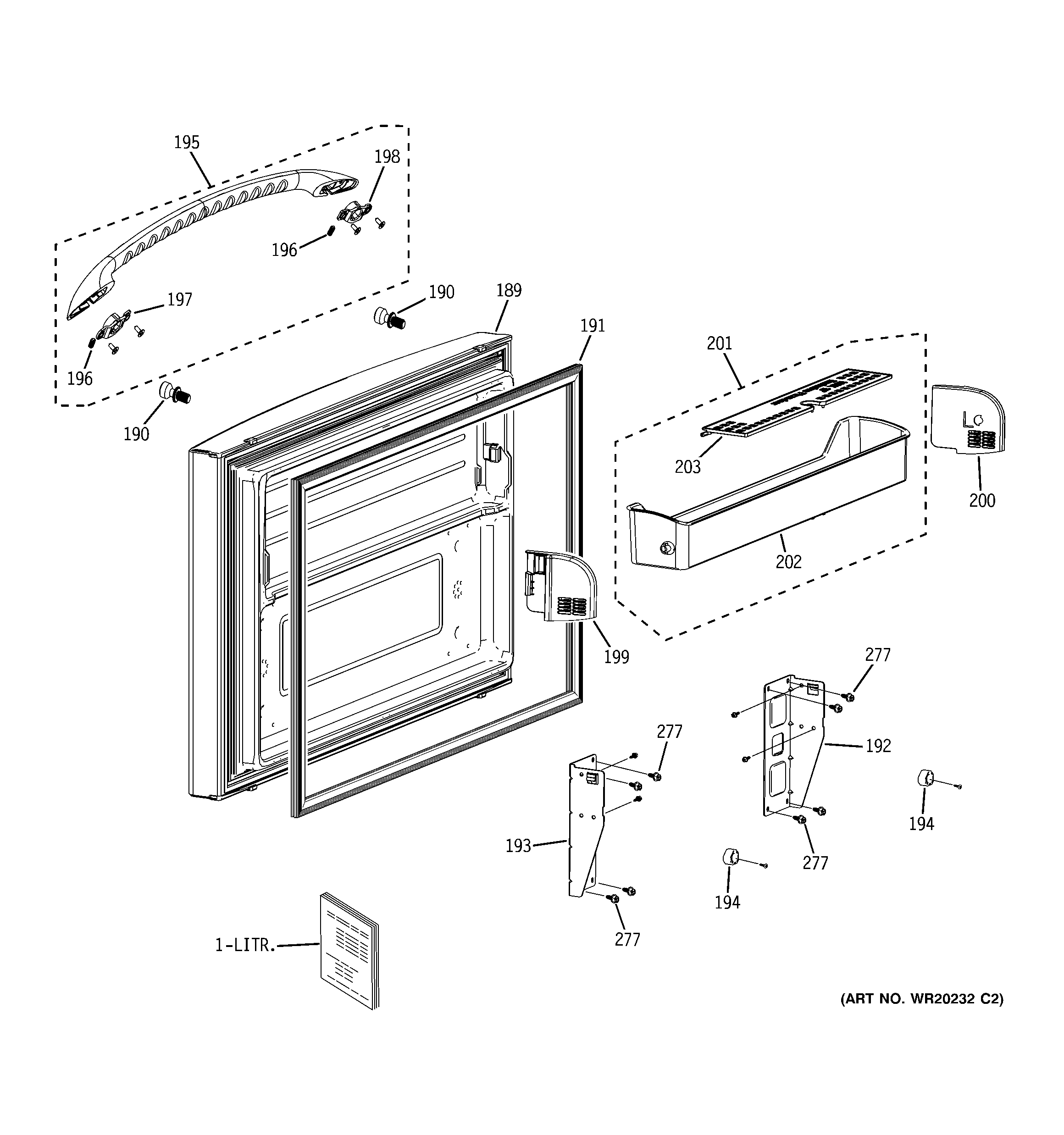 GE PFSF6PKXAWW freezer door diagram
