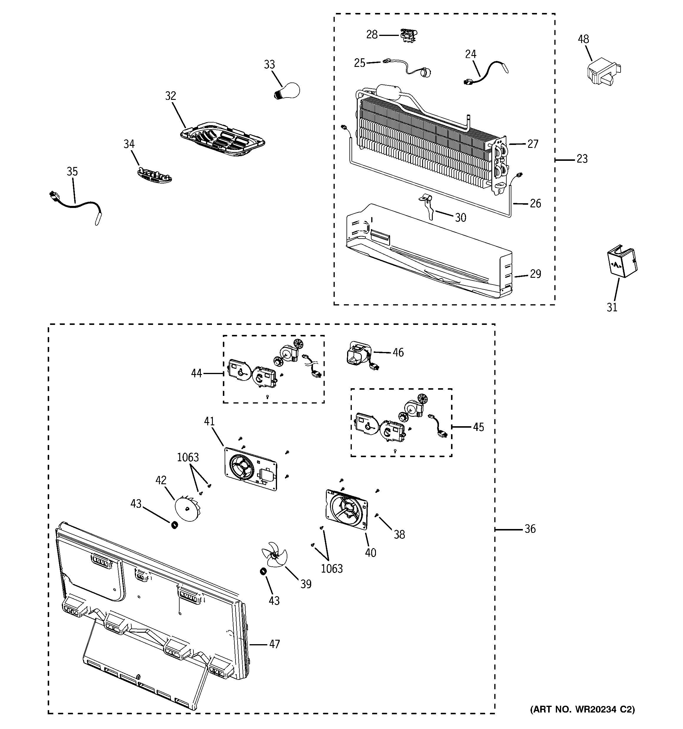 GE PFSS6SMXASS freezer section diagram