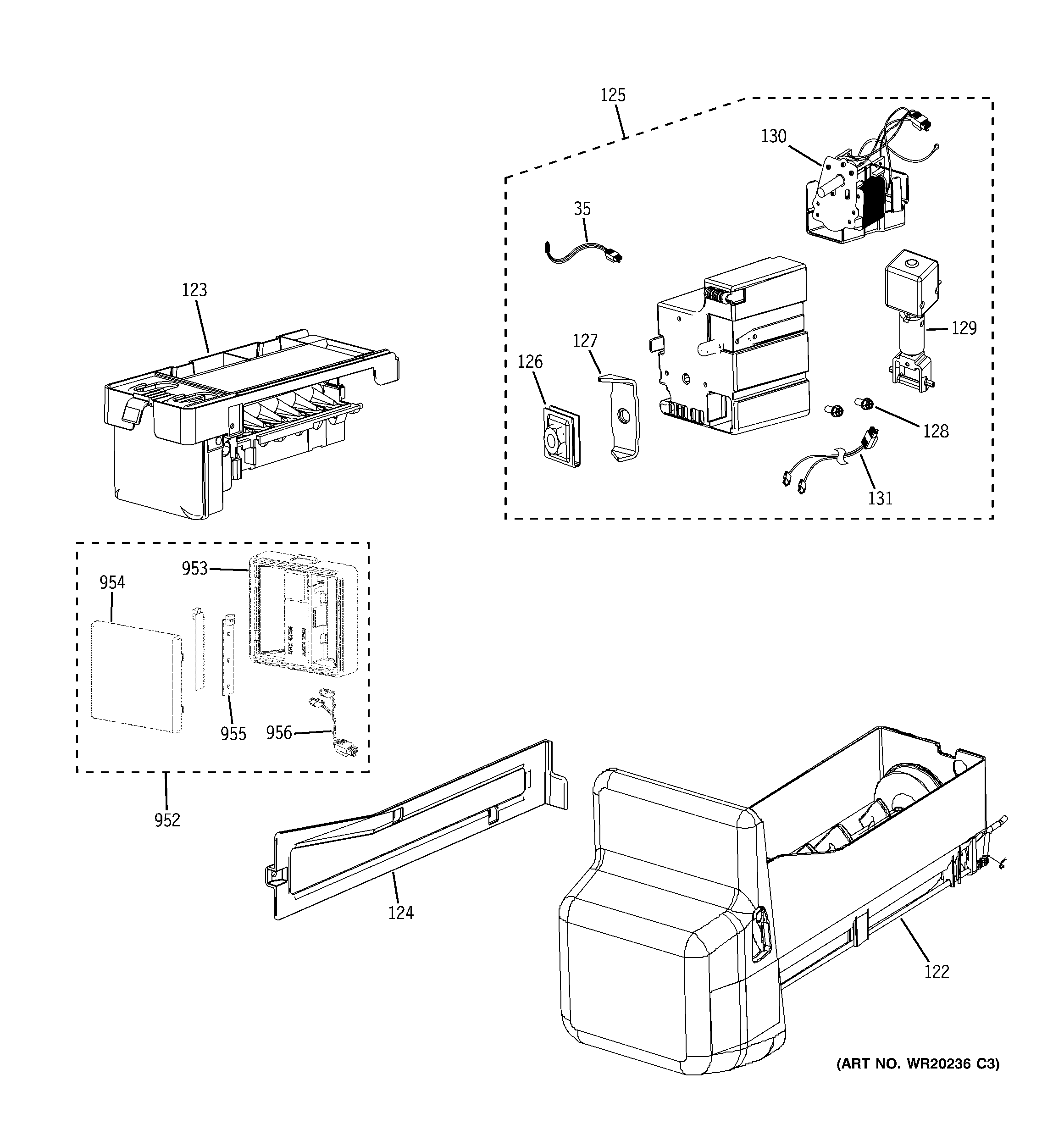 GE PFSS6SMXASS ice maker & dispenser diagram