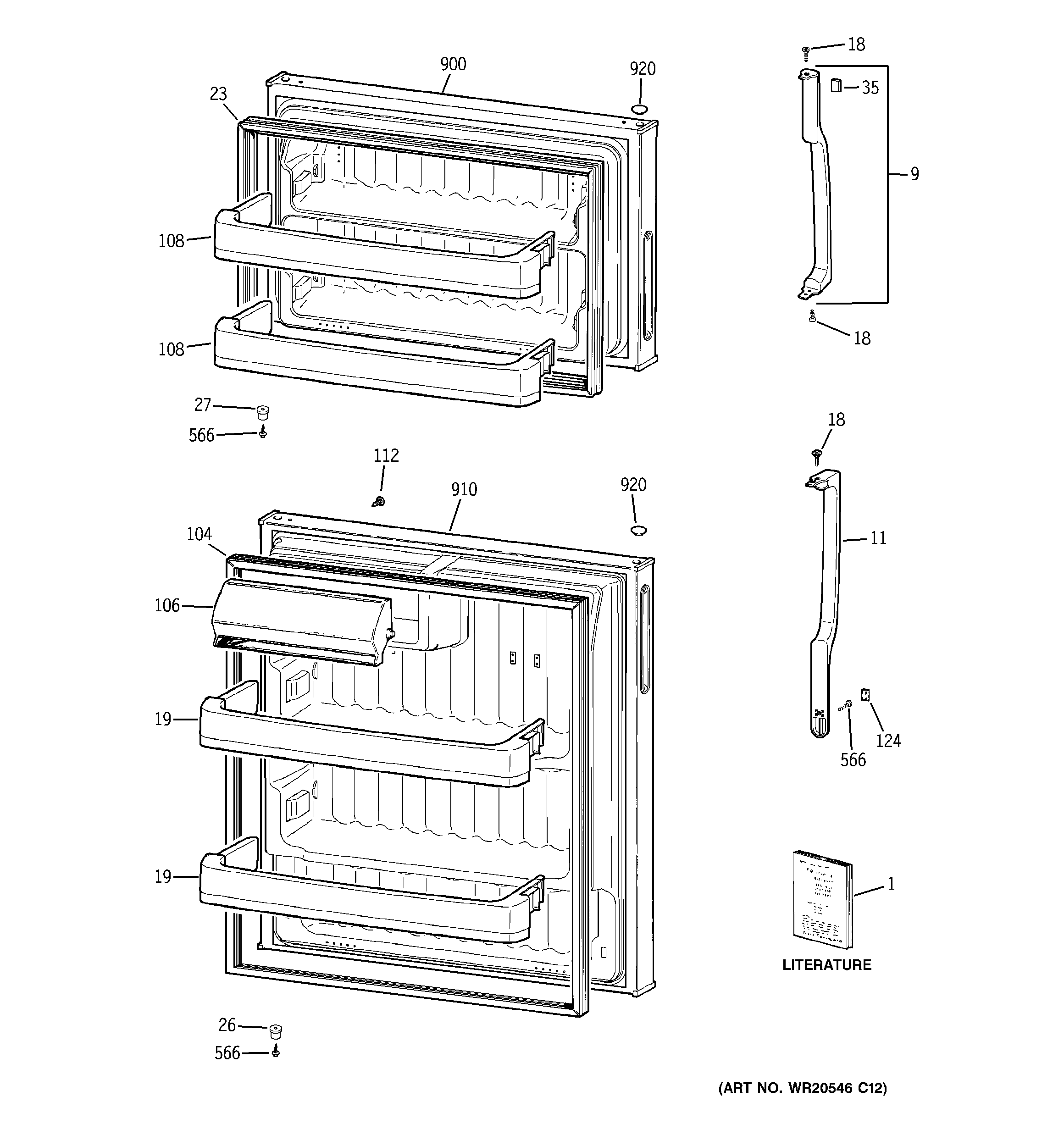 GE GTJ17BCZ2RSA doors diagram
