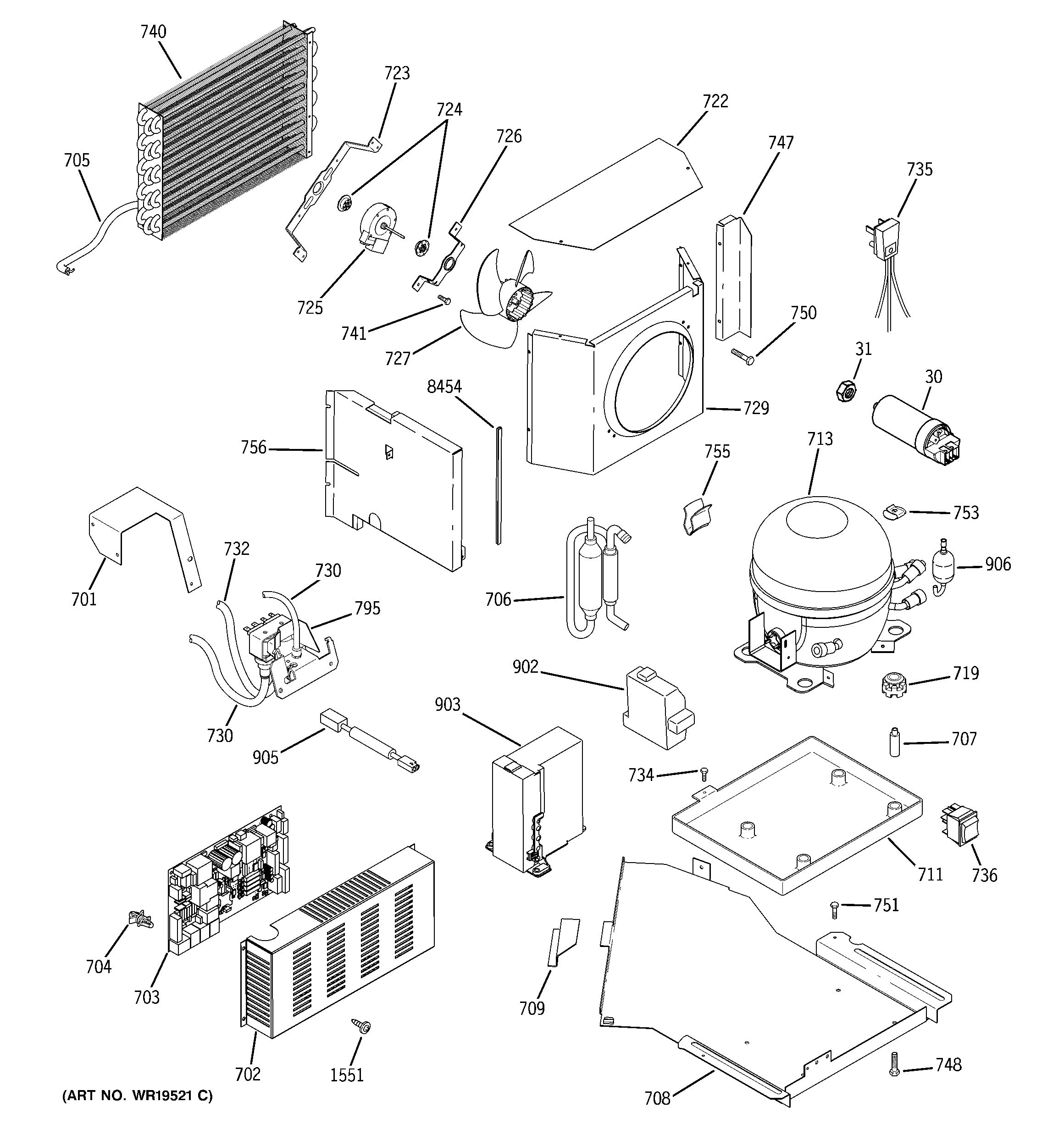 GE ZISW360DRE sealed system & mother board diagram