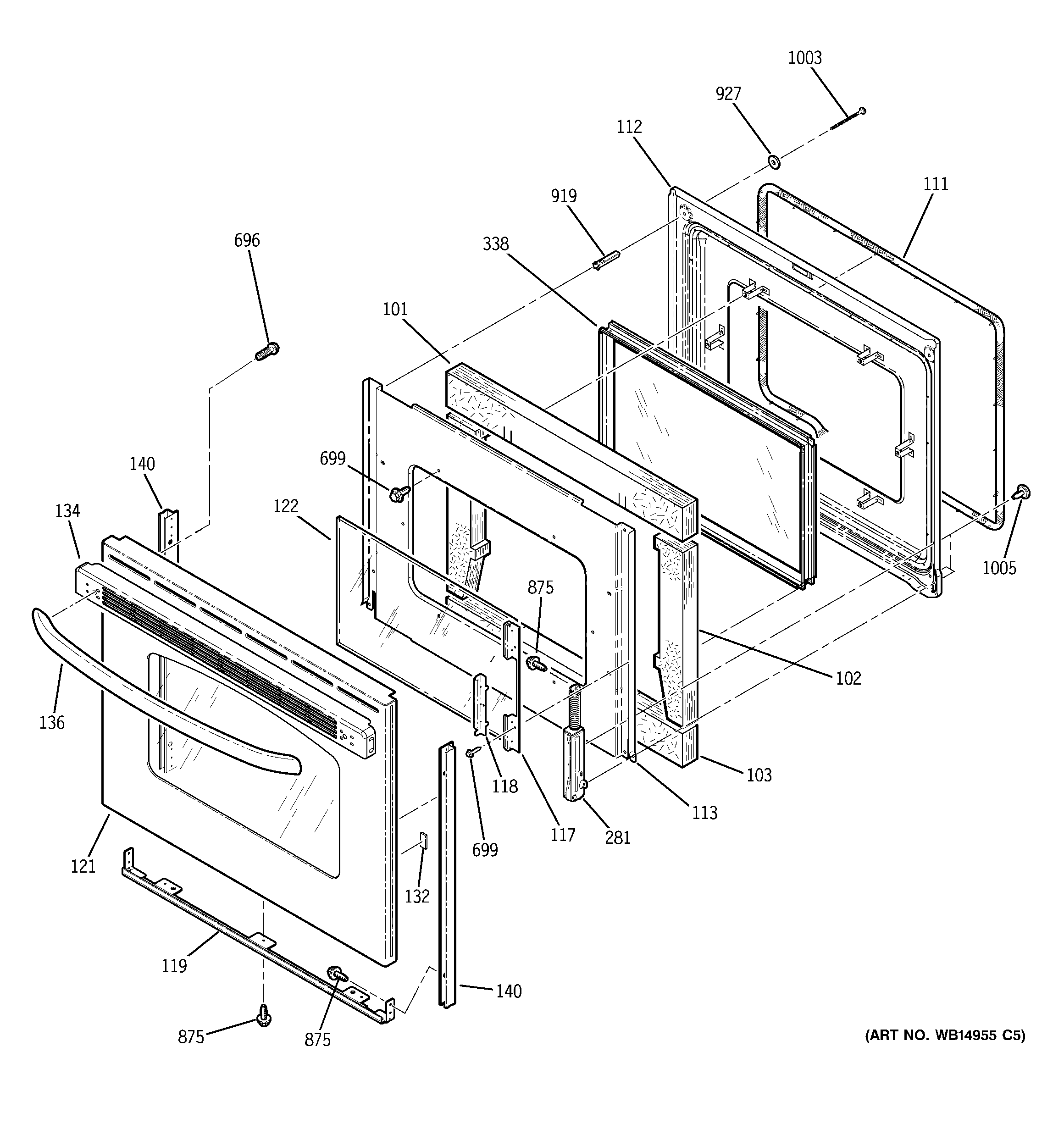 GE JBP23SR1SS door diagram
