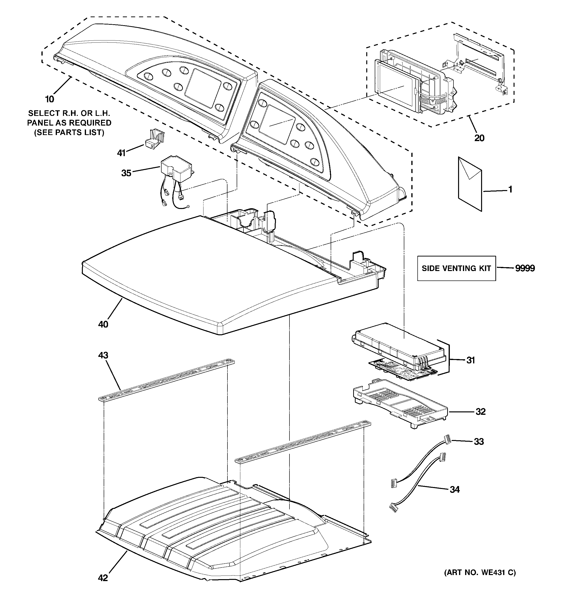 GE DPGT750EC2WW controls & top panel diagram
