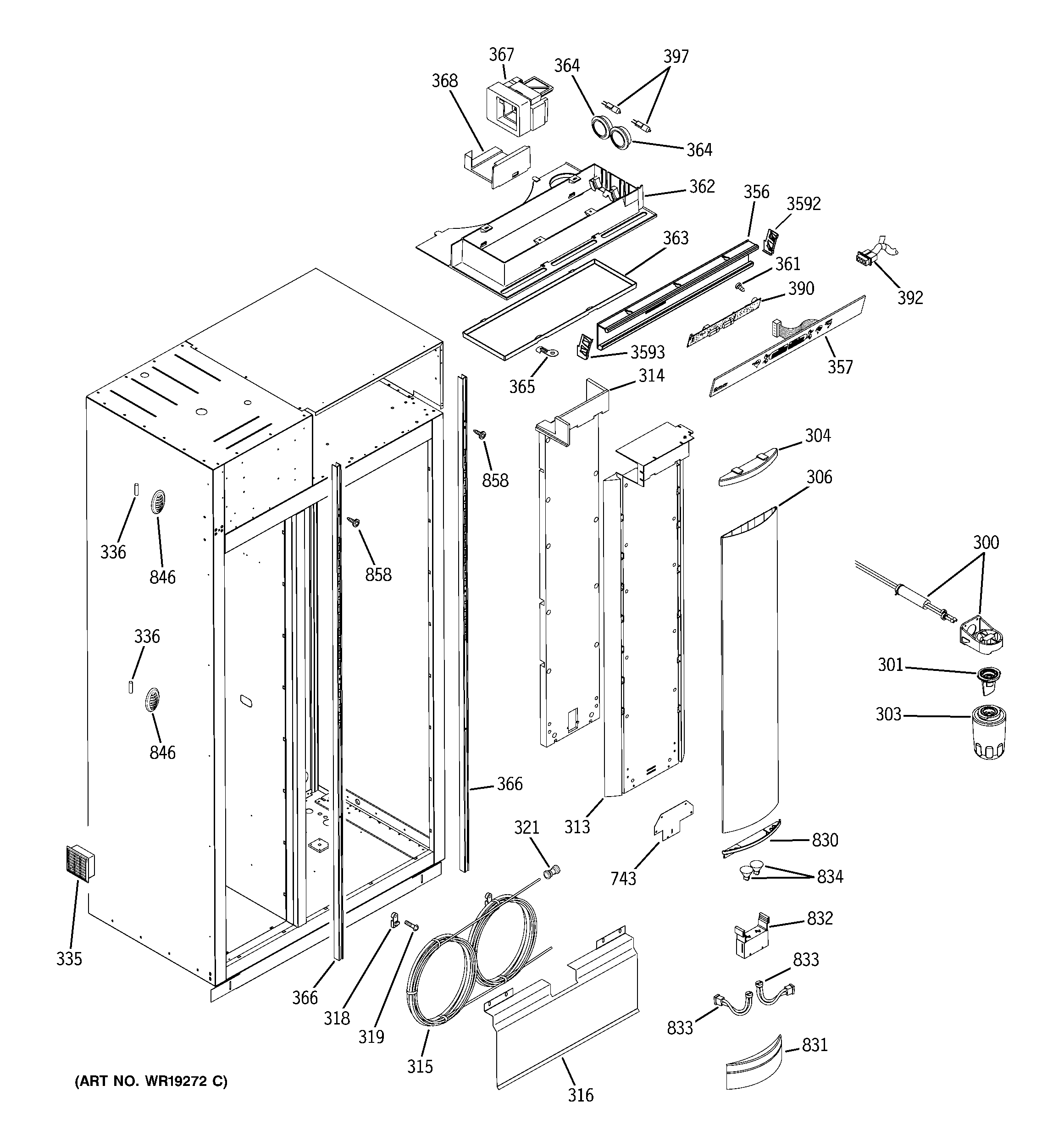GE ZISW480DMB fresh food section diagram