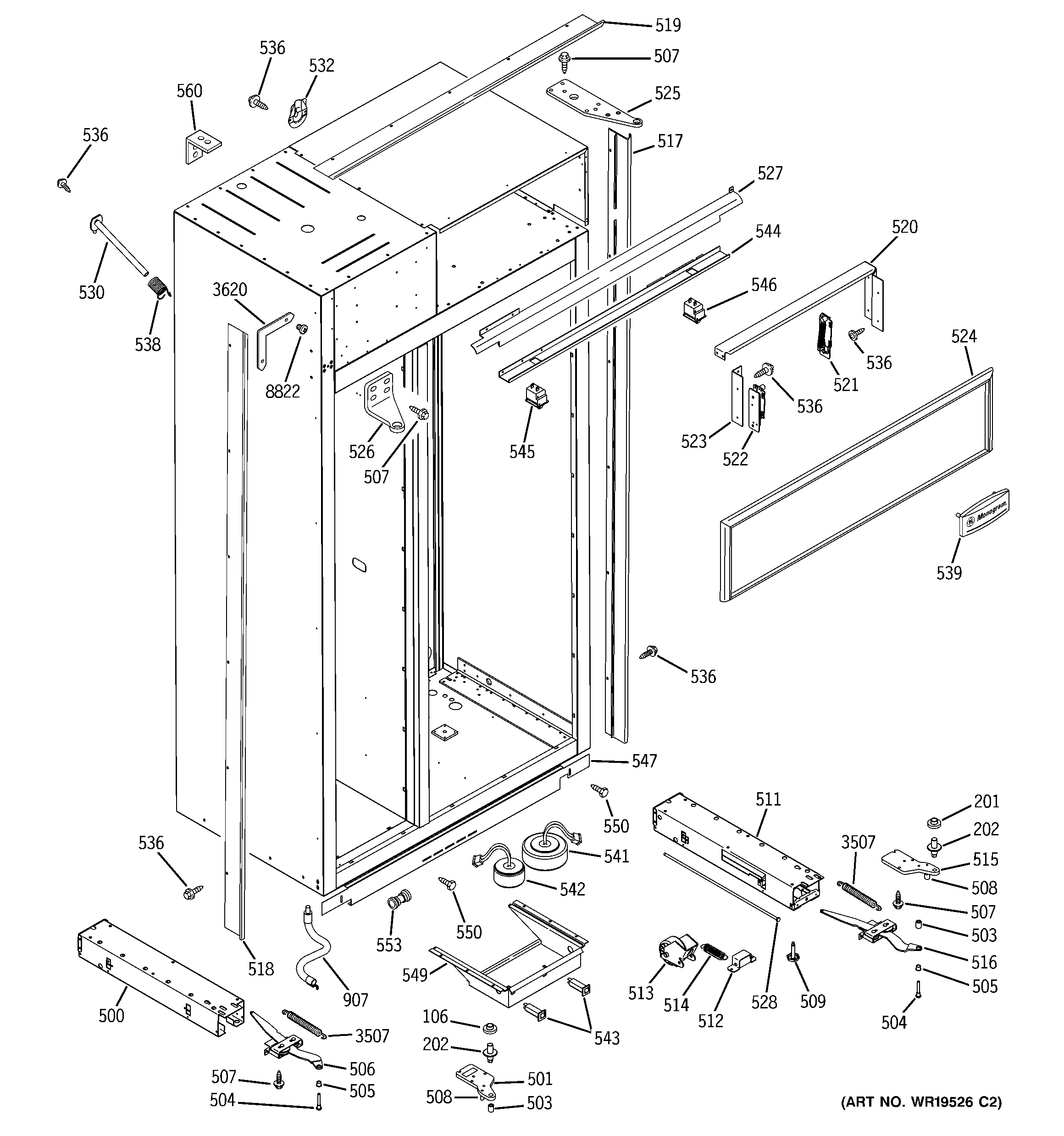 GE ZISW480DRA case parts diagram