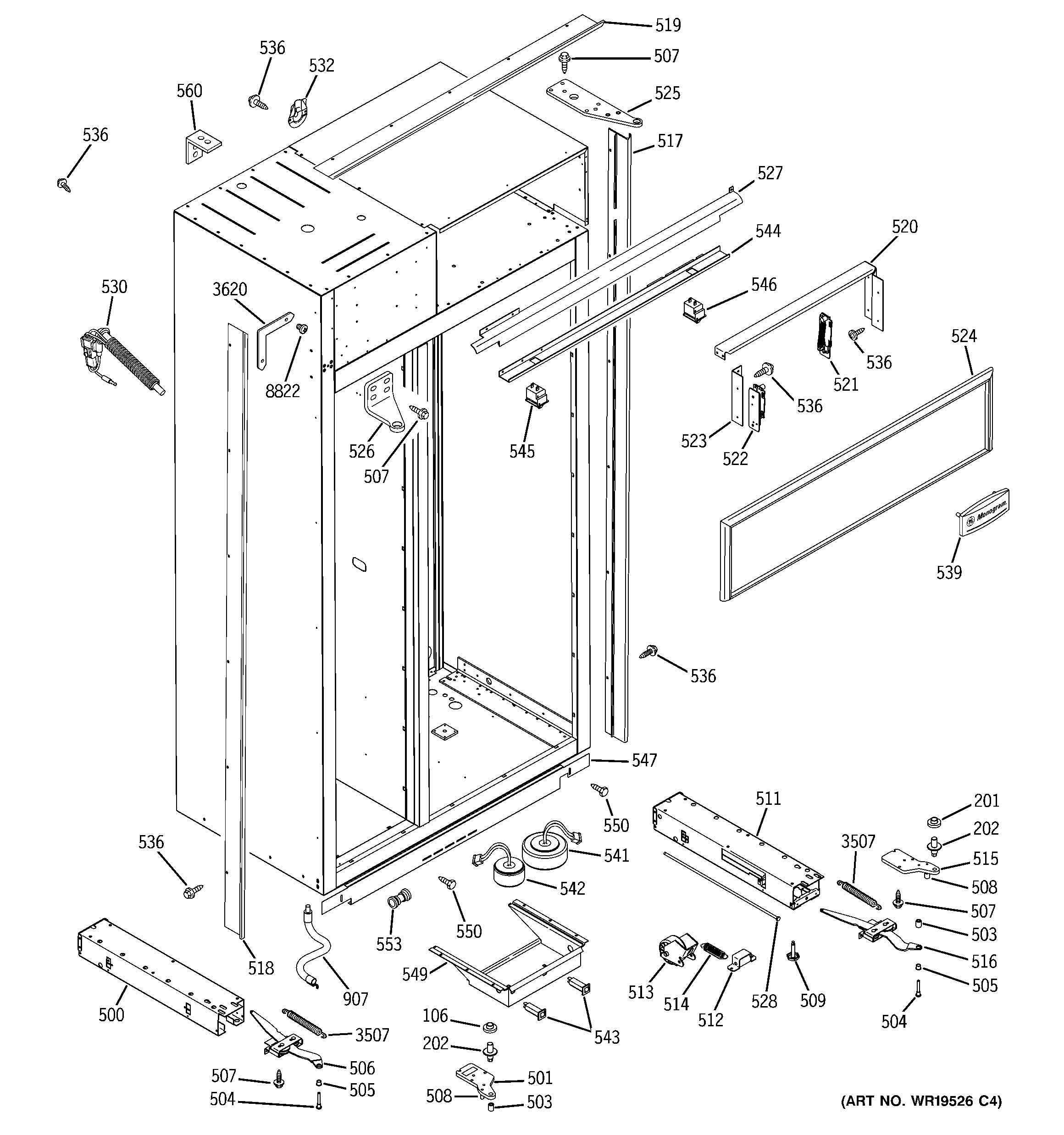 GE ZISW480DRE case parts diagram